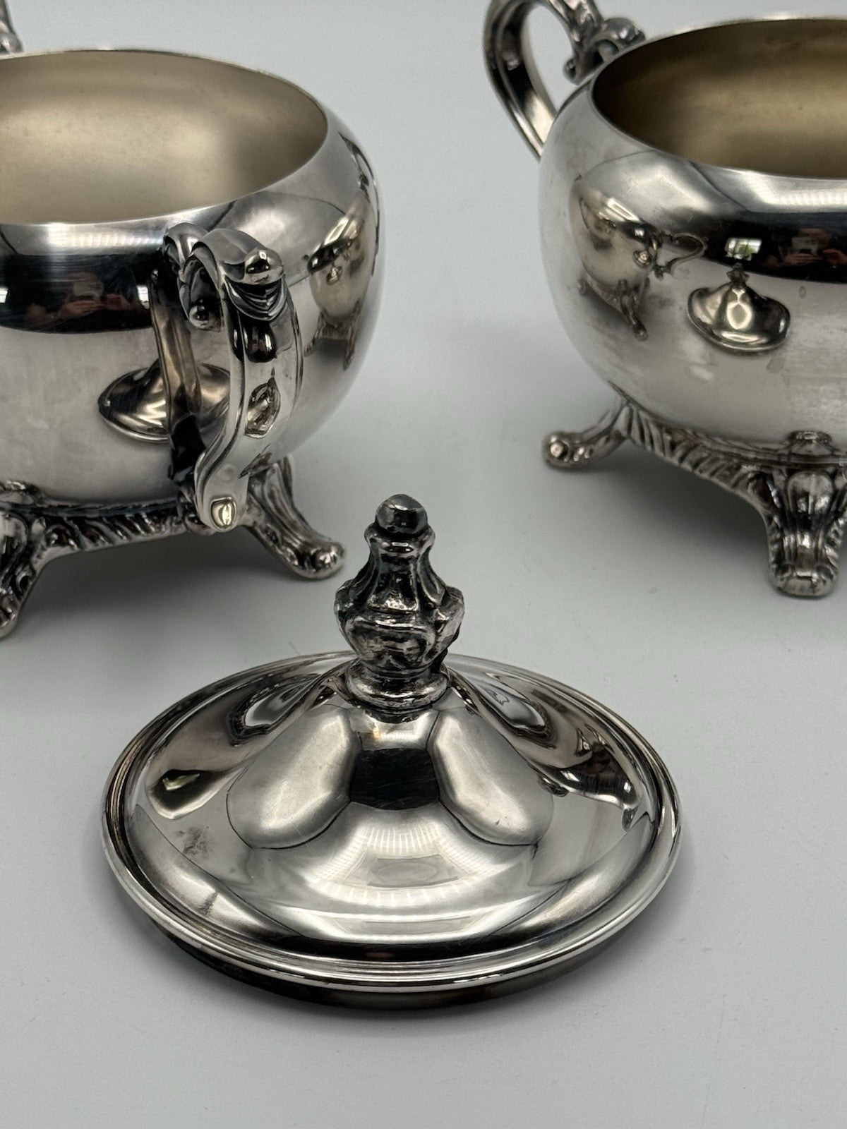 Vintage Silverplate Creamer & Sugar Bowl Set Victorian Style ESTATE FIND