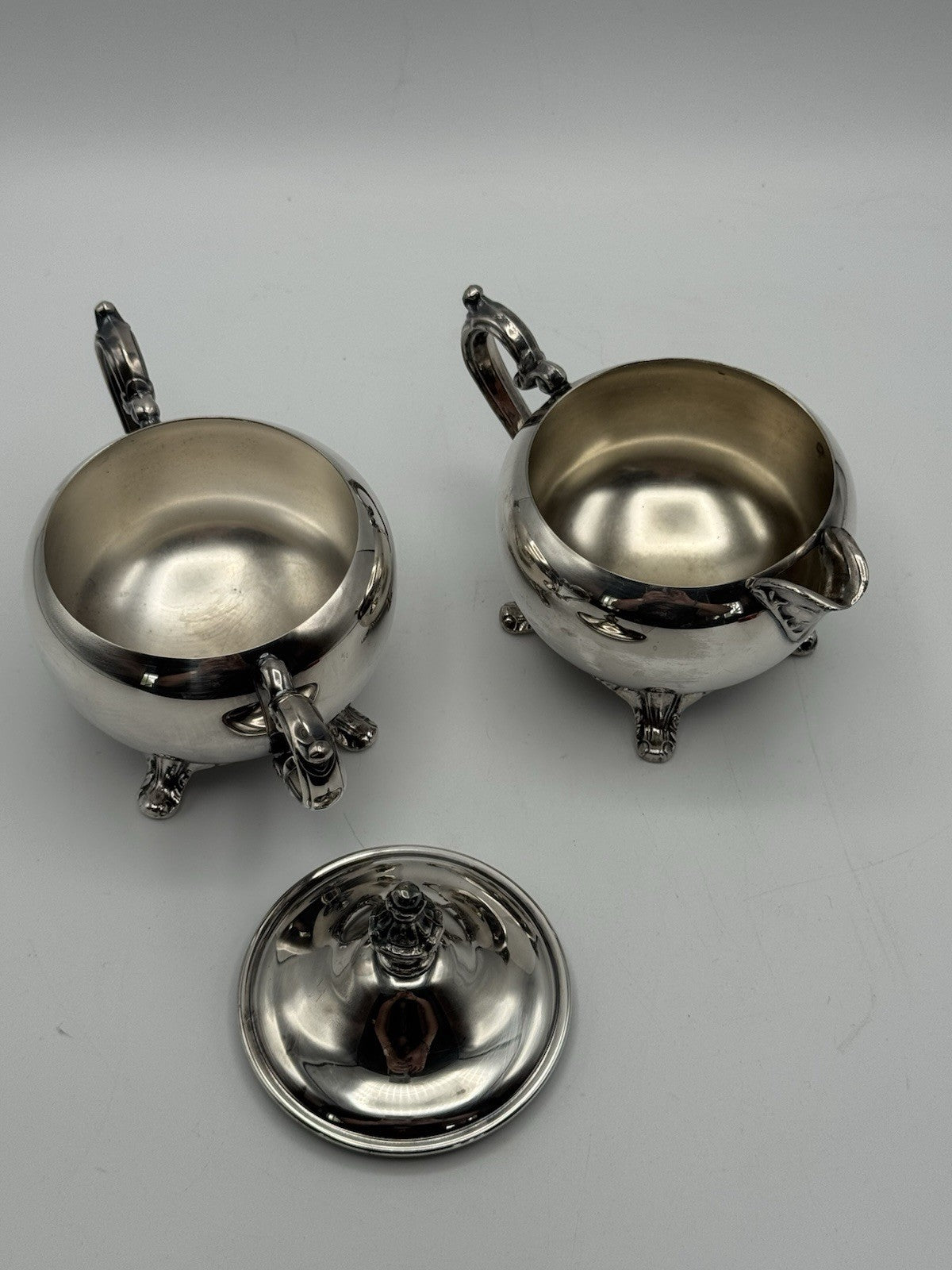 Vintage Silverplate Creamer & Sugar Bowl Set Victorian Style ESTATE FIND