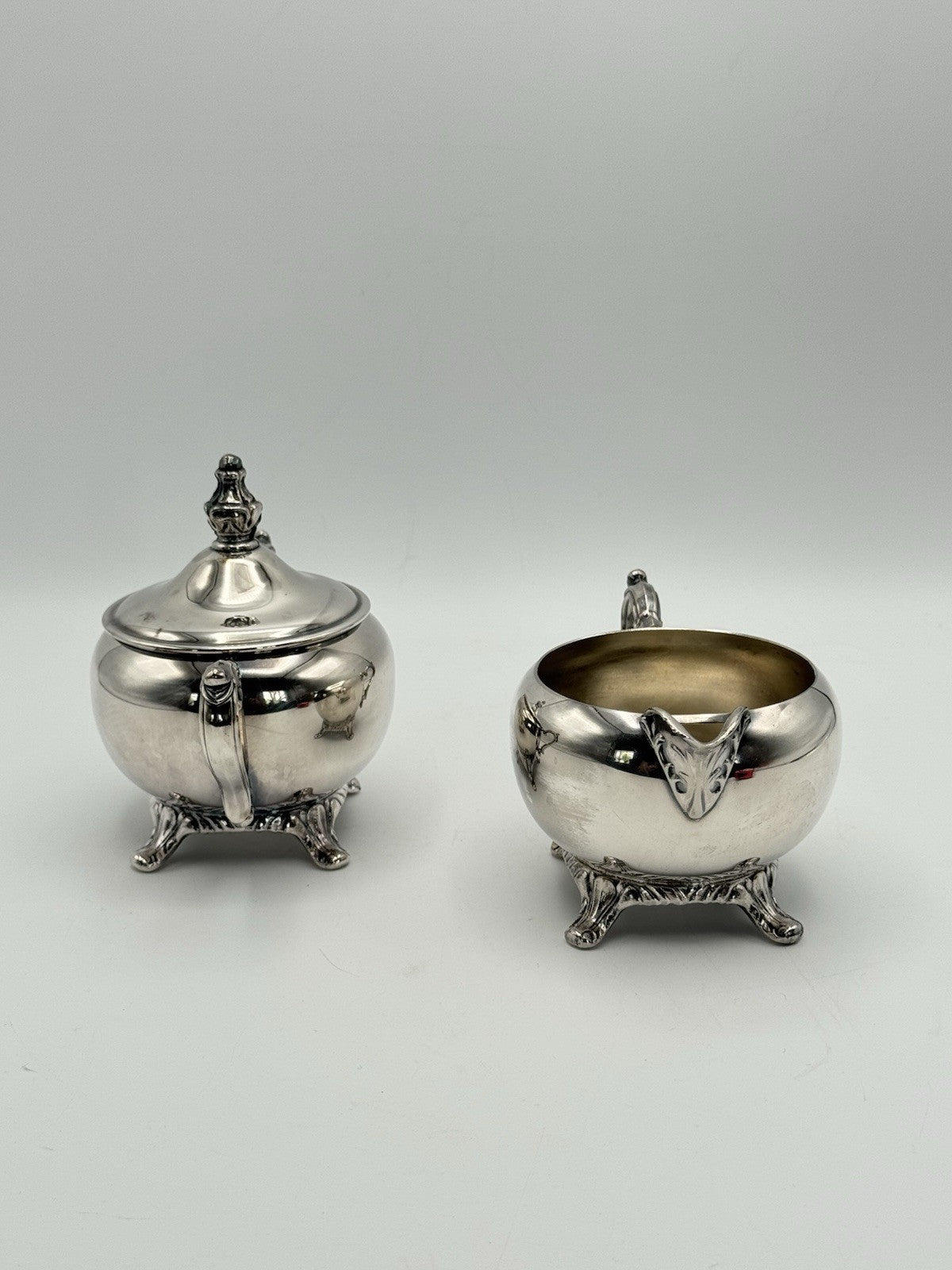 Vintage Silverplate Creamer & Sugar Bowl Set Victorian Style ESTATE FIND
