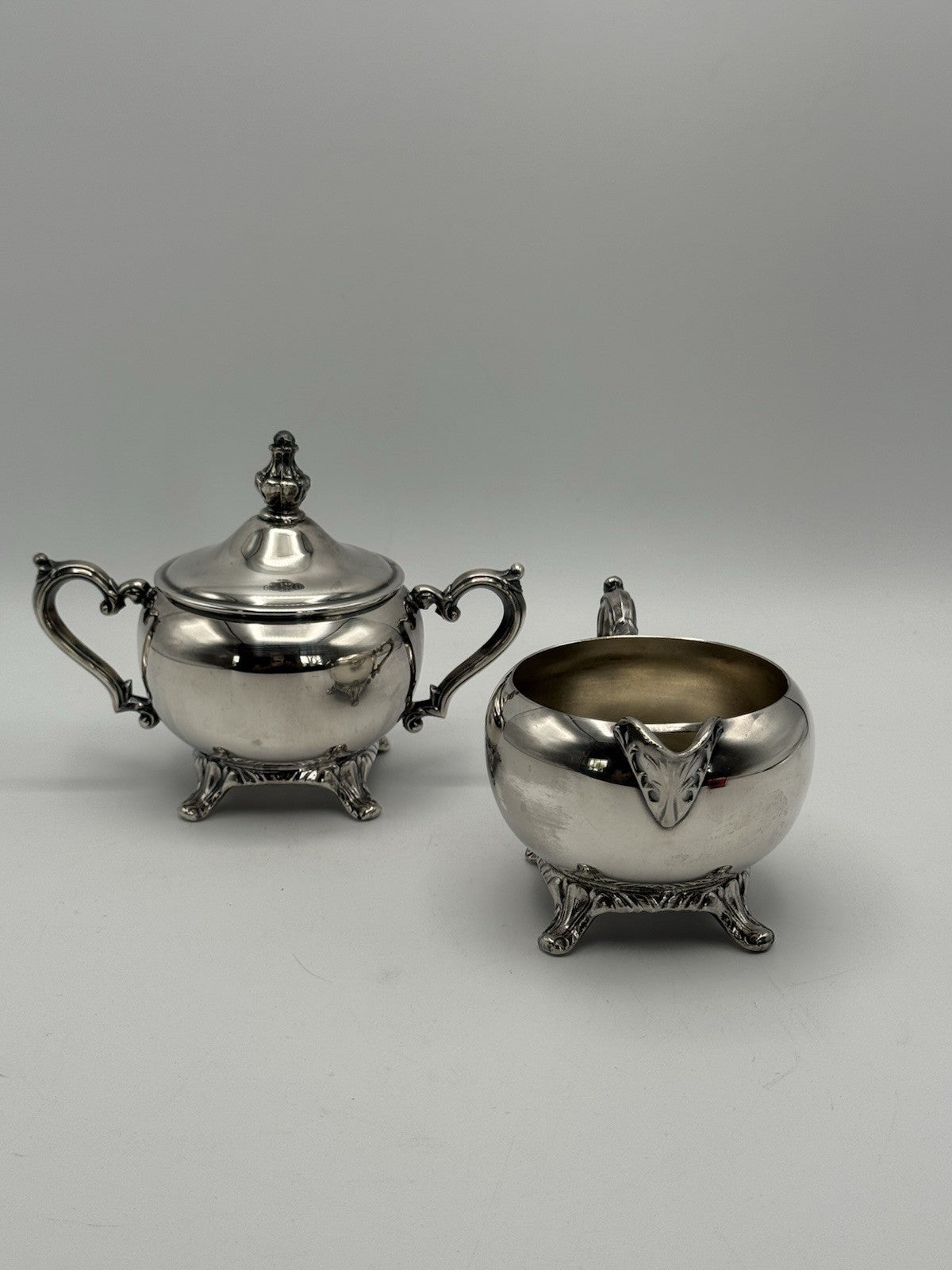 Vintage Silverplate Creamer & Sugar Bowl Set Victorian Style ESTATE FIND