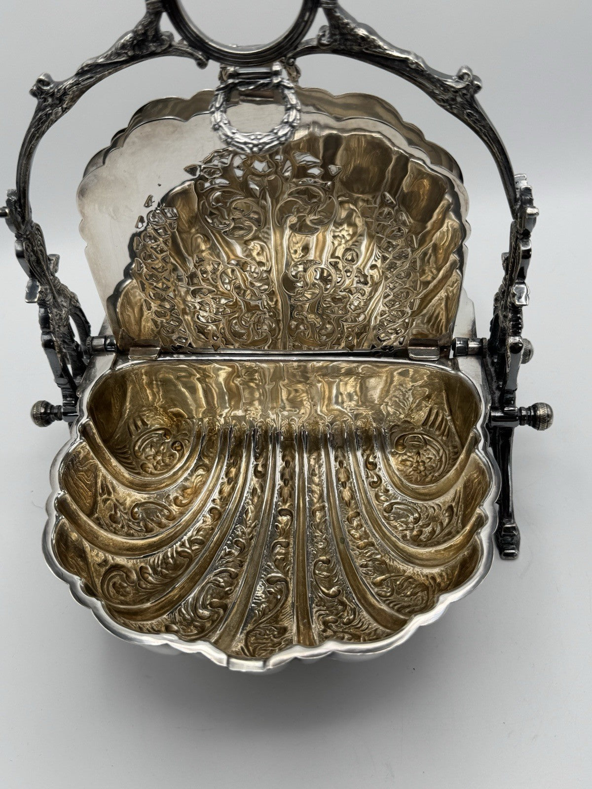 Sheffield Silverplate Double Shell Biscuit Box Victorian STYLE Reproduction