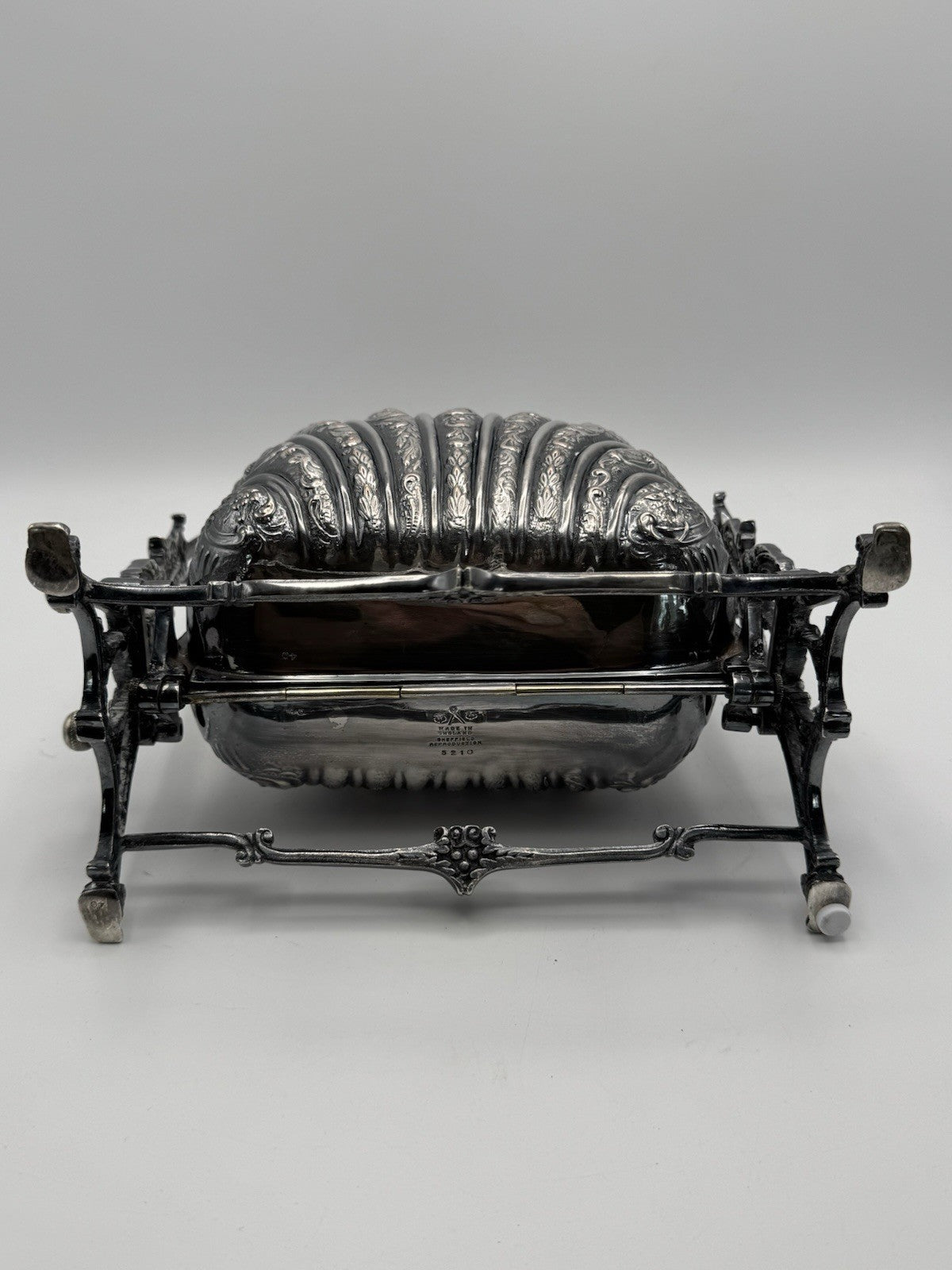 Sheffield Silverplate Double Shell Biscuit Box Victorian STYLE Reproduction