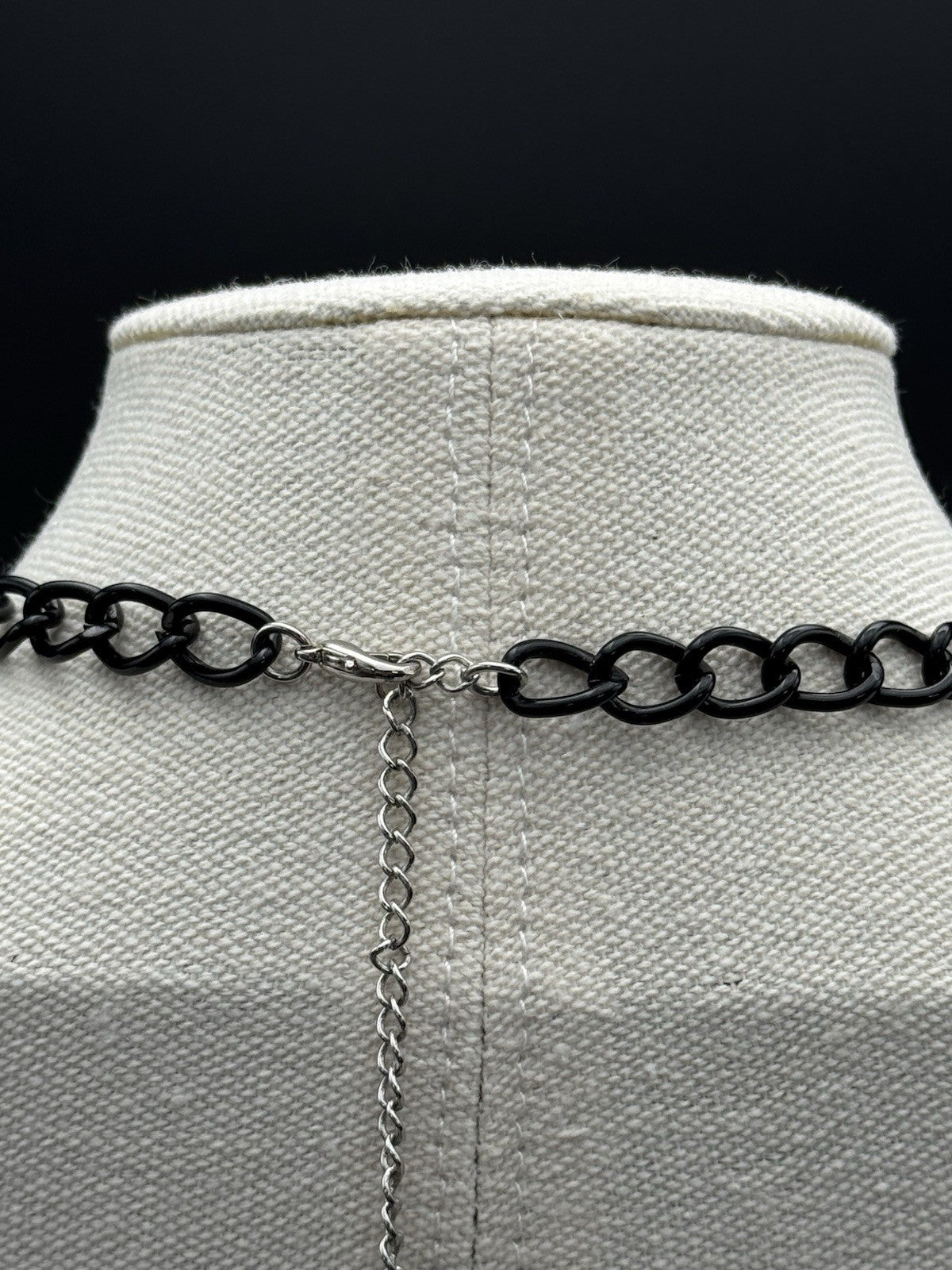 Double Layer Black Lucite Drop NECKLACE Estate Find