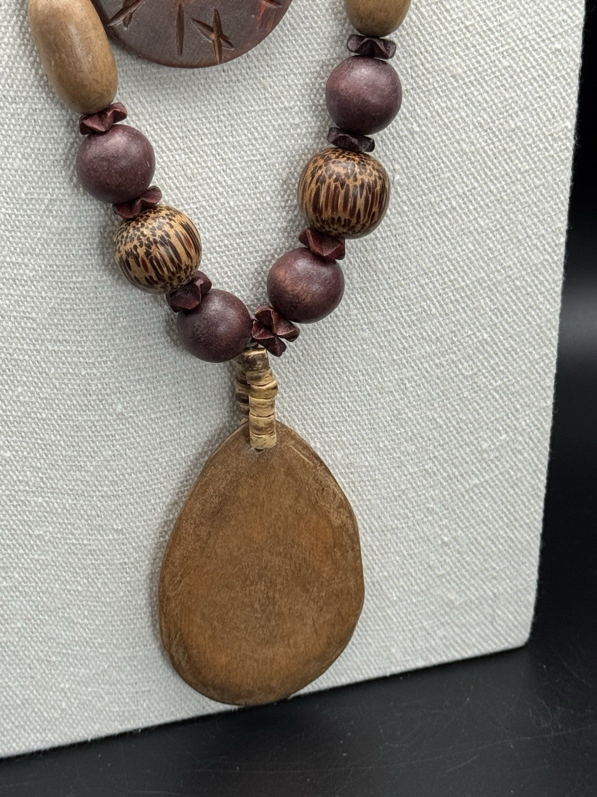 Vintage BOHO CHIC Necklace Lot Wood & Glass Beads ESTATE FIND