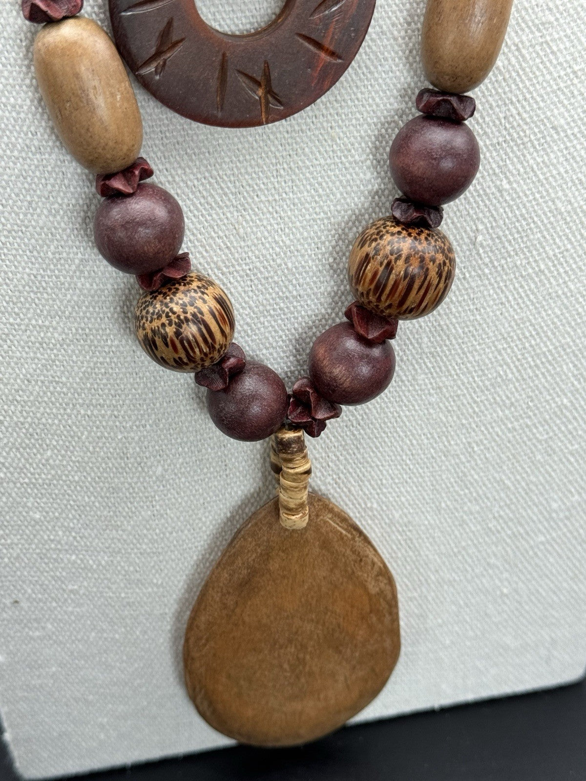 Vintage BOHO CHIC Necklace Lot Wood & Glass Beads ESTATE FIND