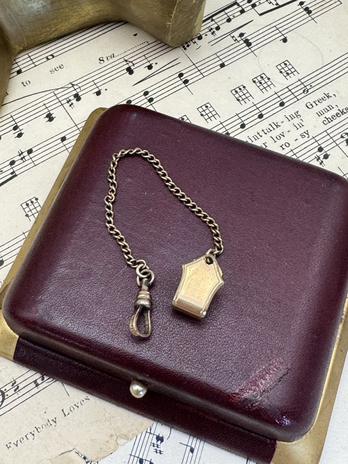 Antique Gold-Filled Pocket Watch Chain Clip Signed WEH Co. Ca. 5.5”