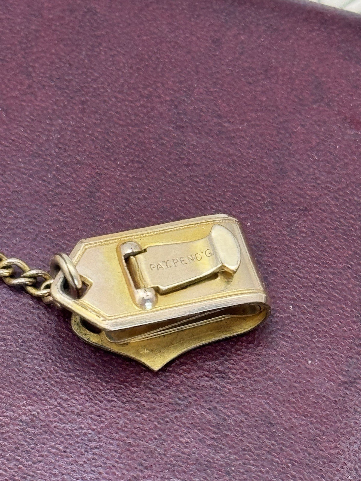 Antique Gold-Filled Pocket Watch Chain Clip Signed WEH Co. Ca. 5.5”