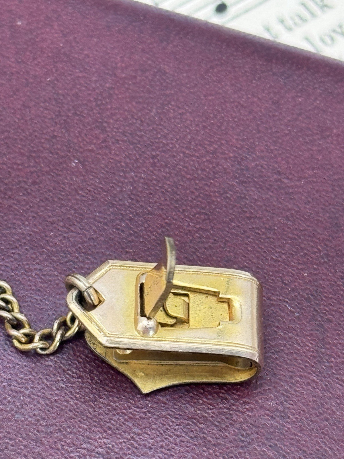 Antique Gold-Filled Pocket Watch Chain Clip Signed WEH Co. Ca. 5.5”