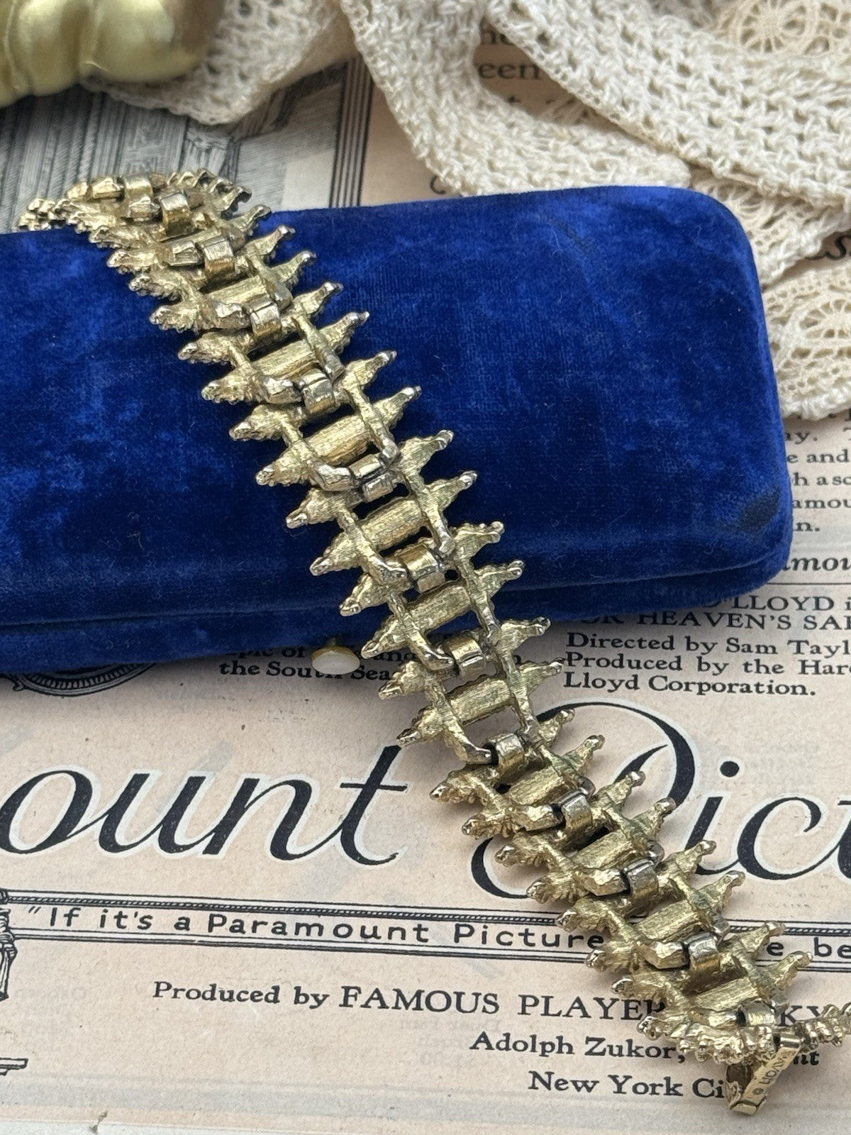 Vintage AVON Textured Bracelet Articulated Links Gold Tone 60's Oldie But Goodie