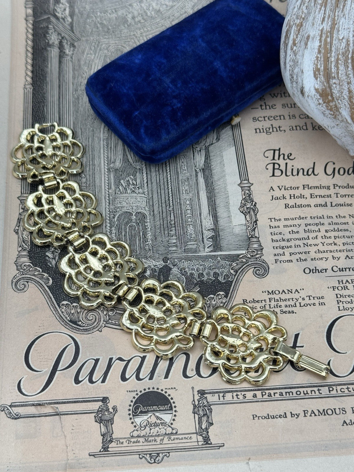 Vintage Goldtone Link Bracelet 6.5” ESTATE FIND