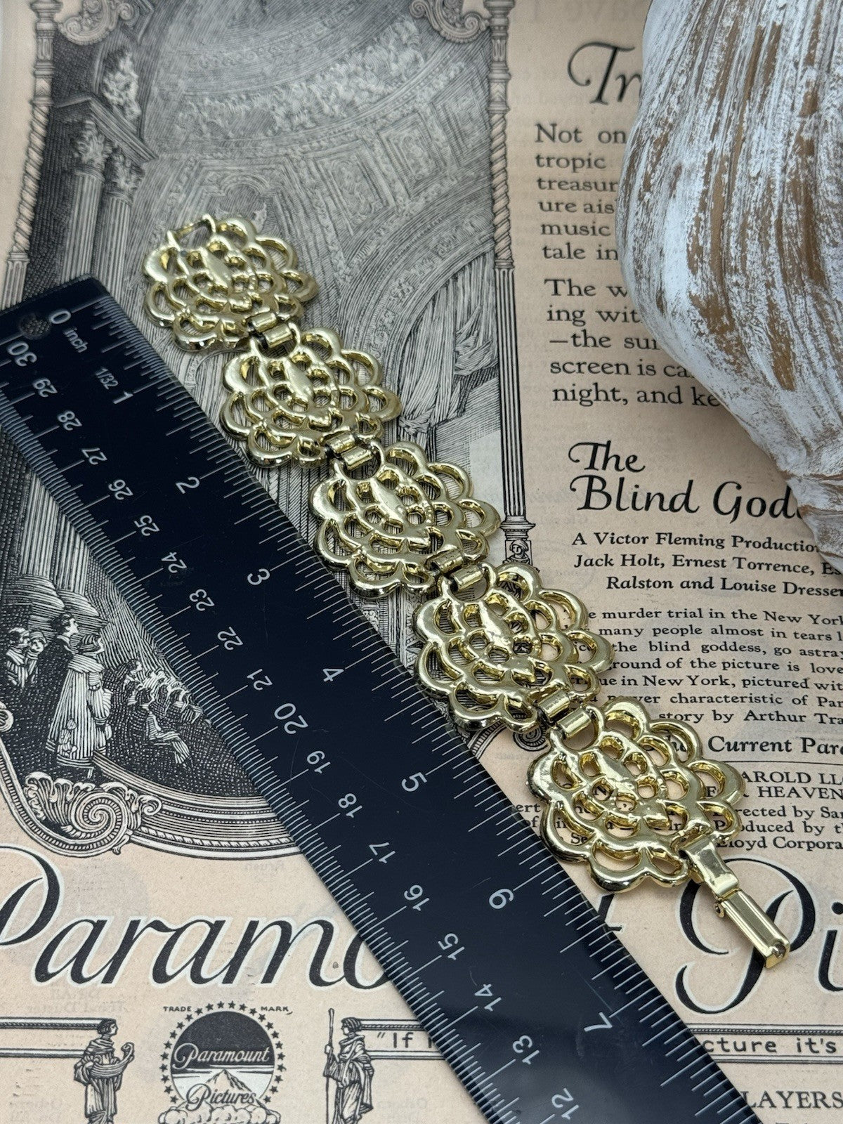 Vintage Goldtone Link Bracelet 6.5” ESTATE FIND