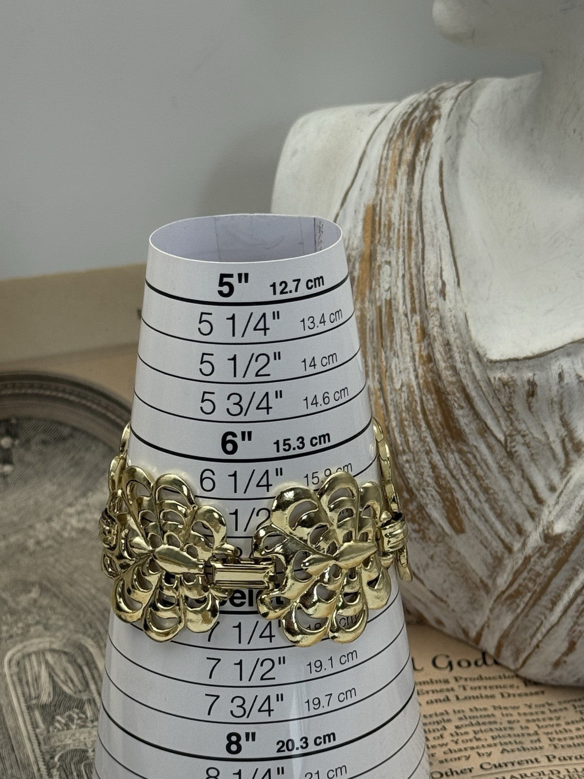 Vintage Goldtone Link Bracelet 6.5” ESTATE FIND
