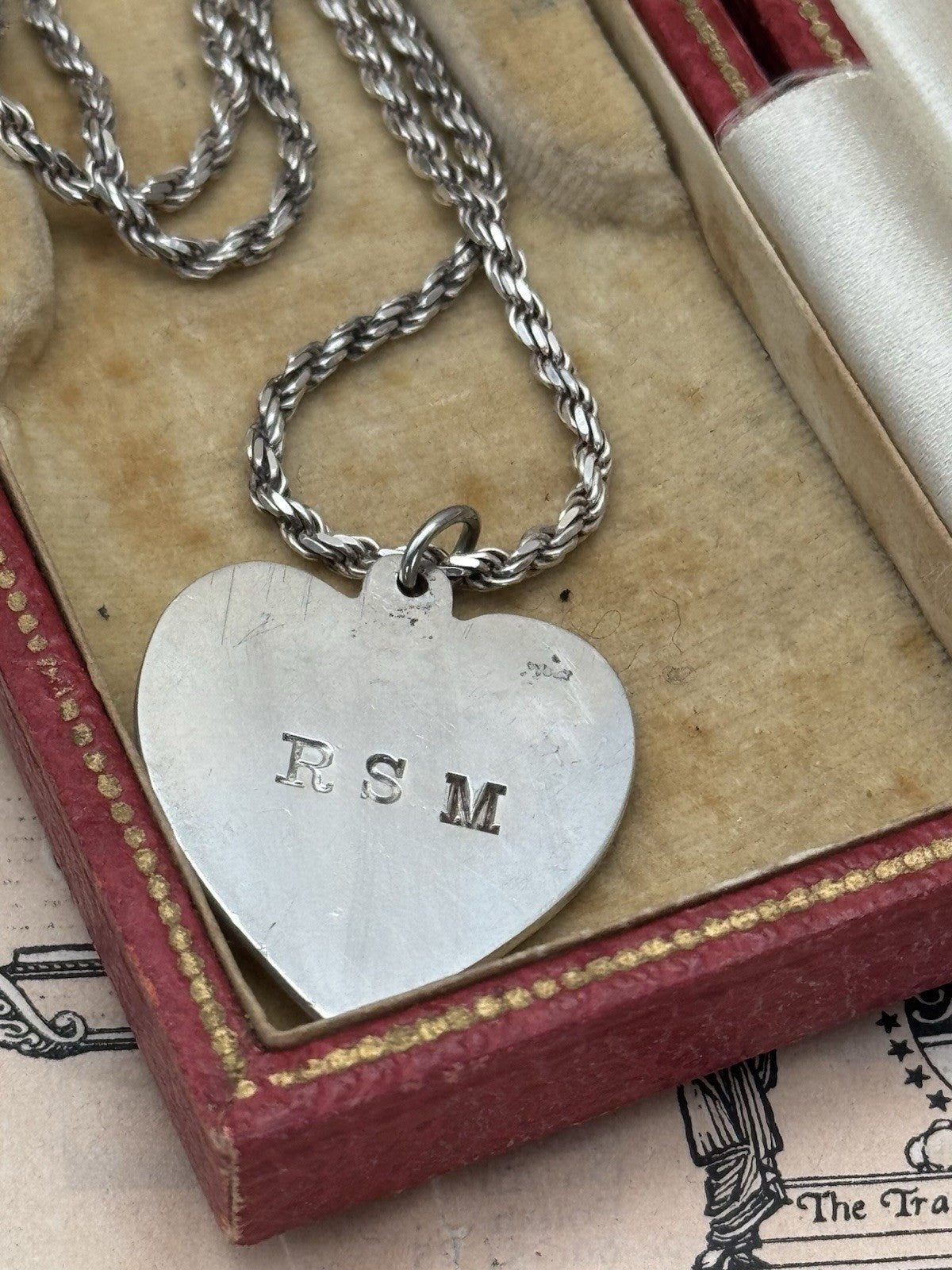 Vintage LOVE Token Dime Heart Pendant Necklace 30” Sterling