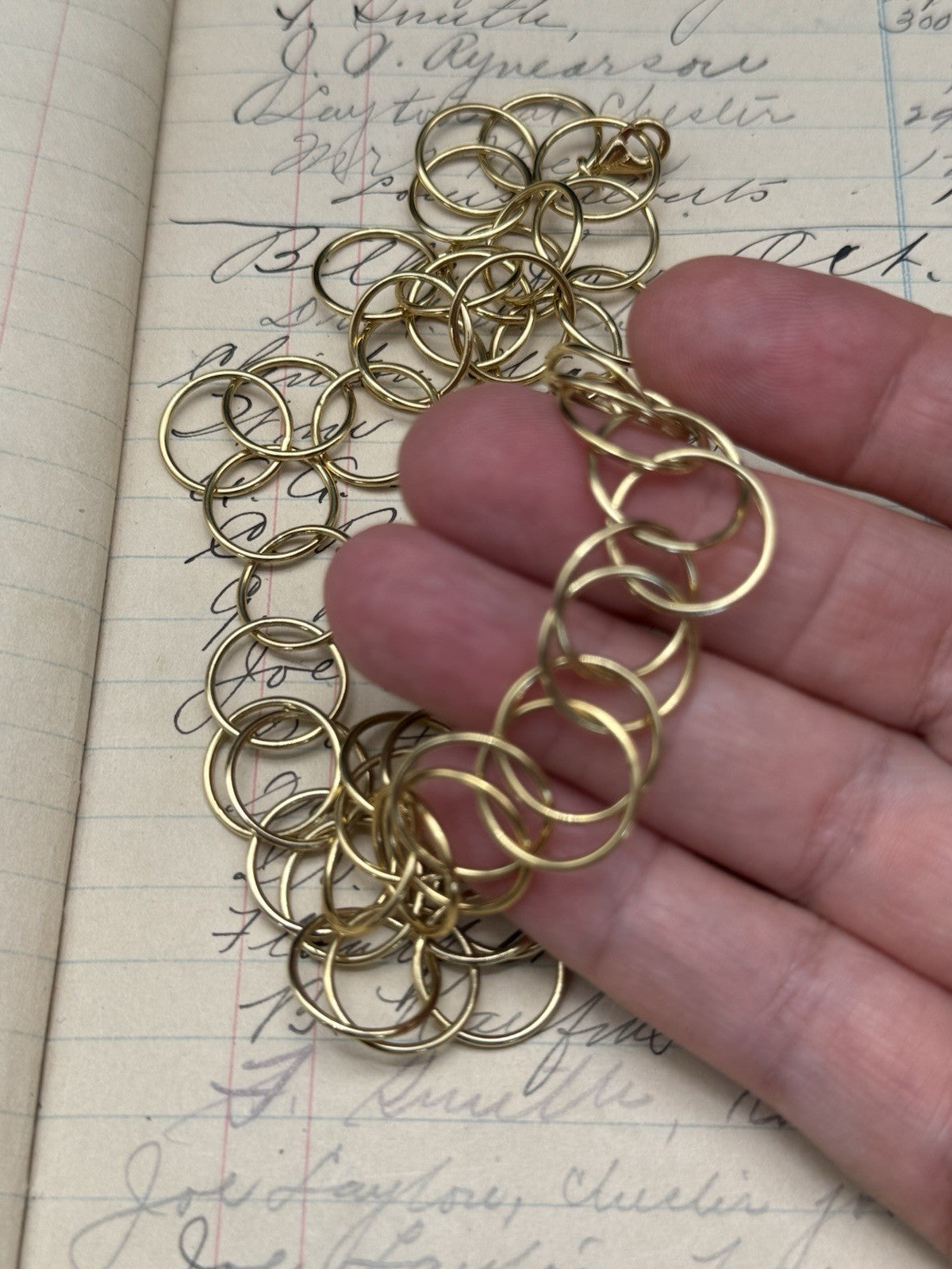 CANADA Signed STERLING SILVER GOLD PLATED CIRCLES NECKLACE 20”