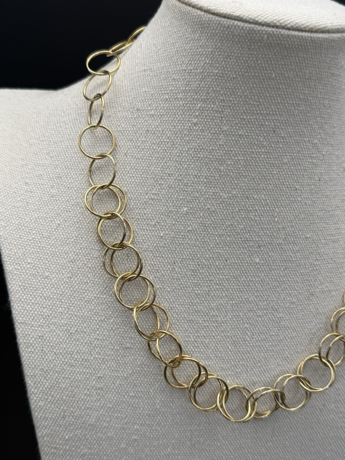 CANADA Signed STERLING SILVER GOLD PLATED CIRCLES NECKLACE 20”