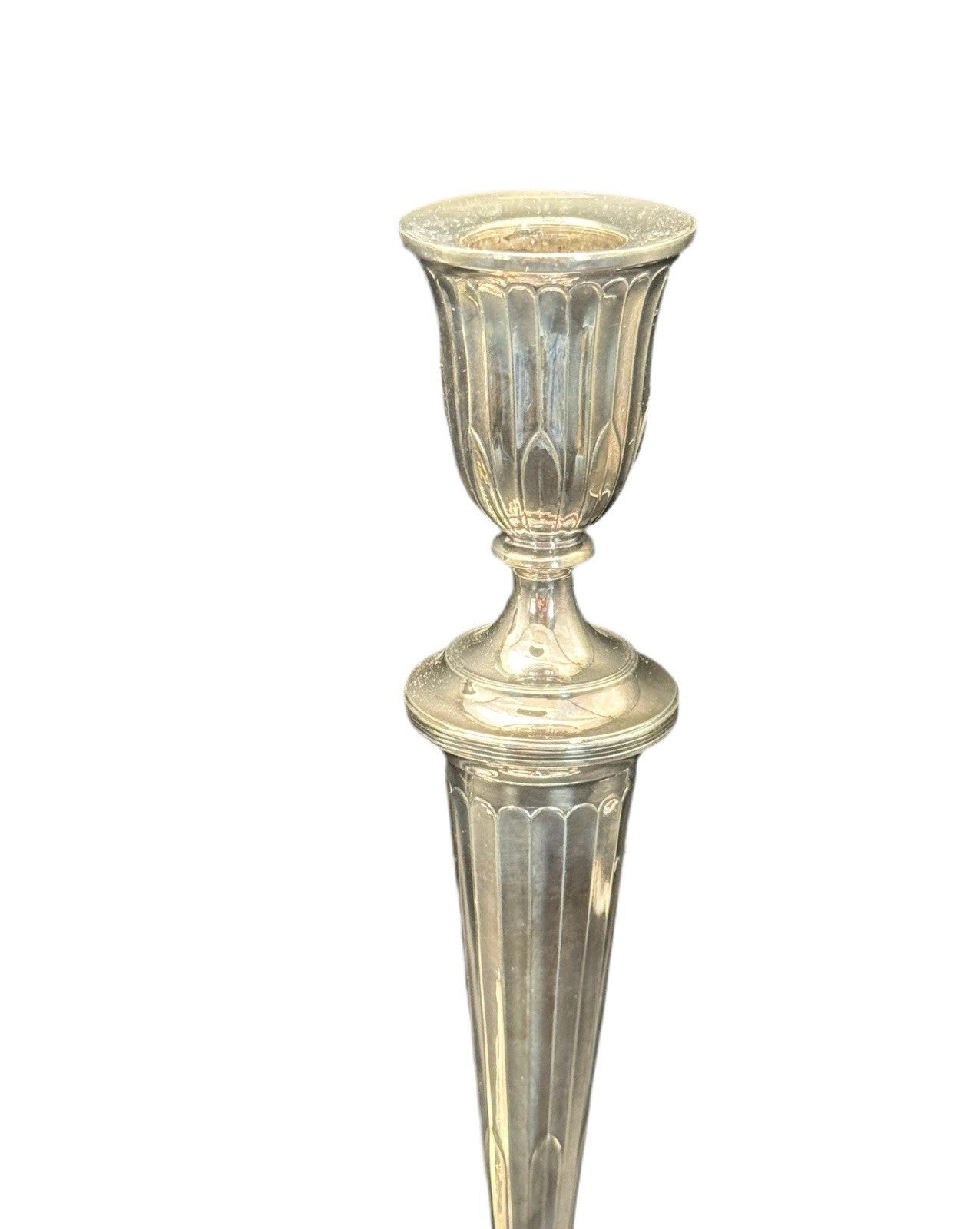 George III STYLE Candle Stick Pair Antique Silverplate 11”h ESTATE FIND