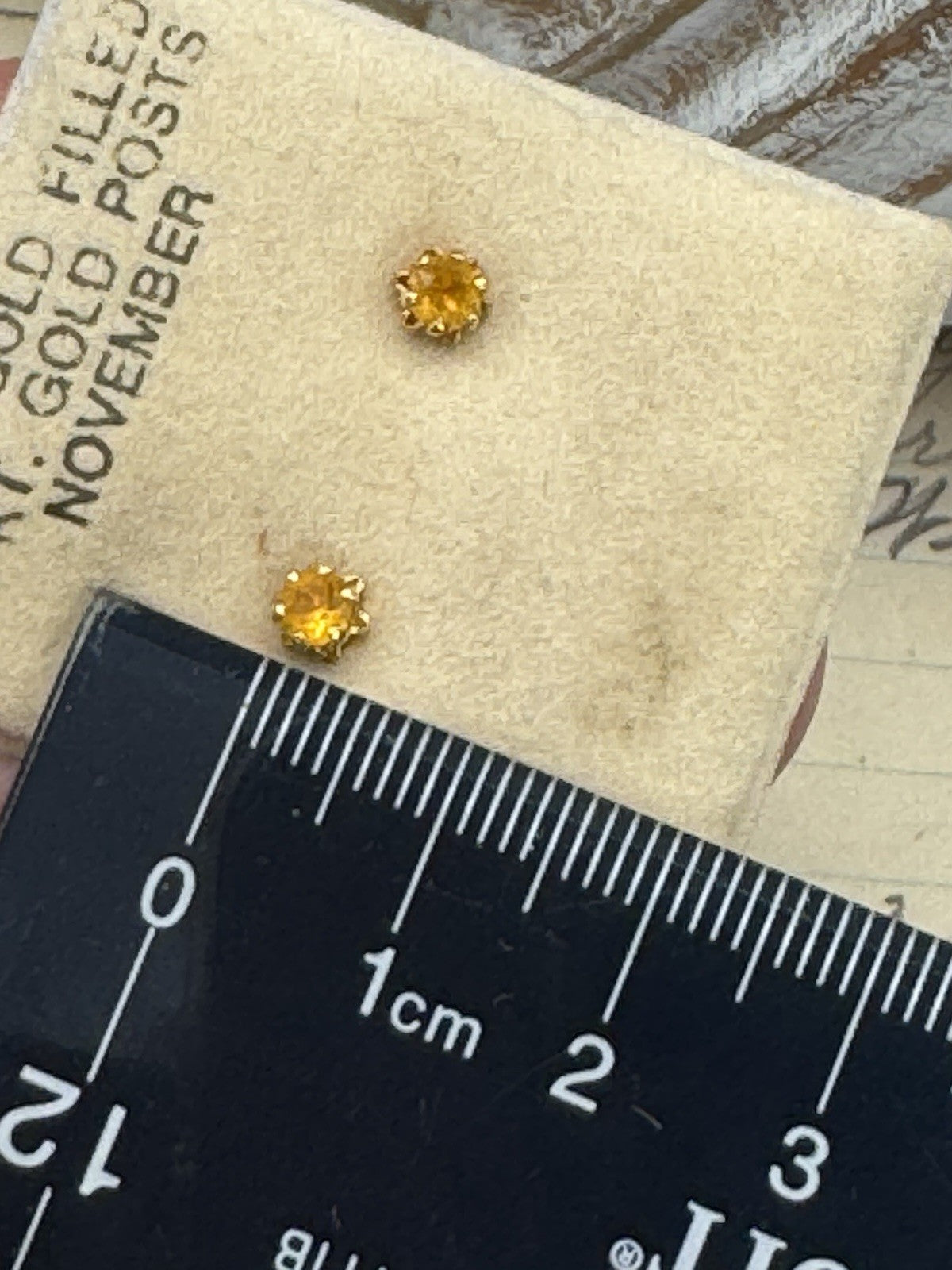 Vintage Gold Filled NOVEMBER Birthstone STUD Earrings ESTATE FIND