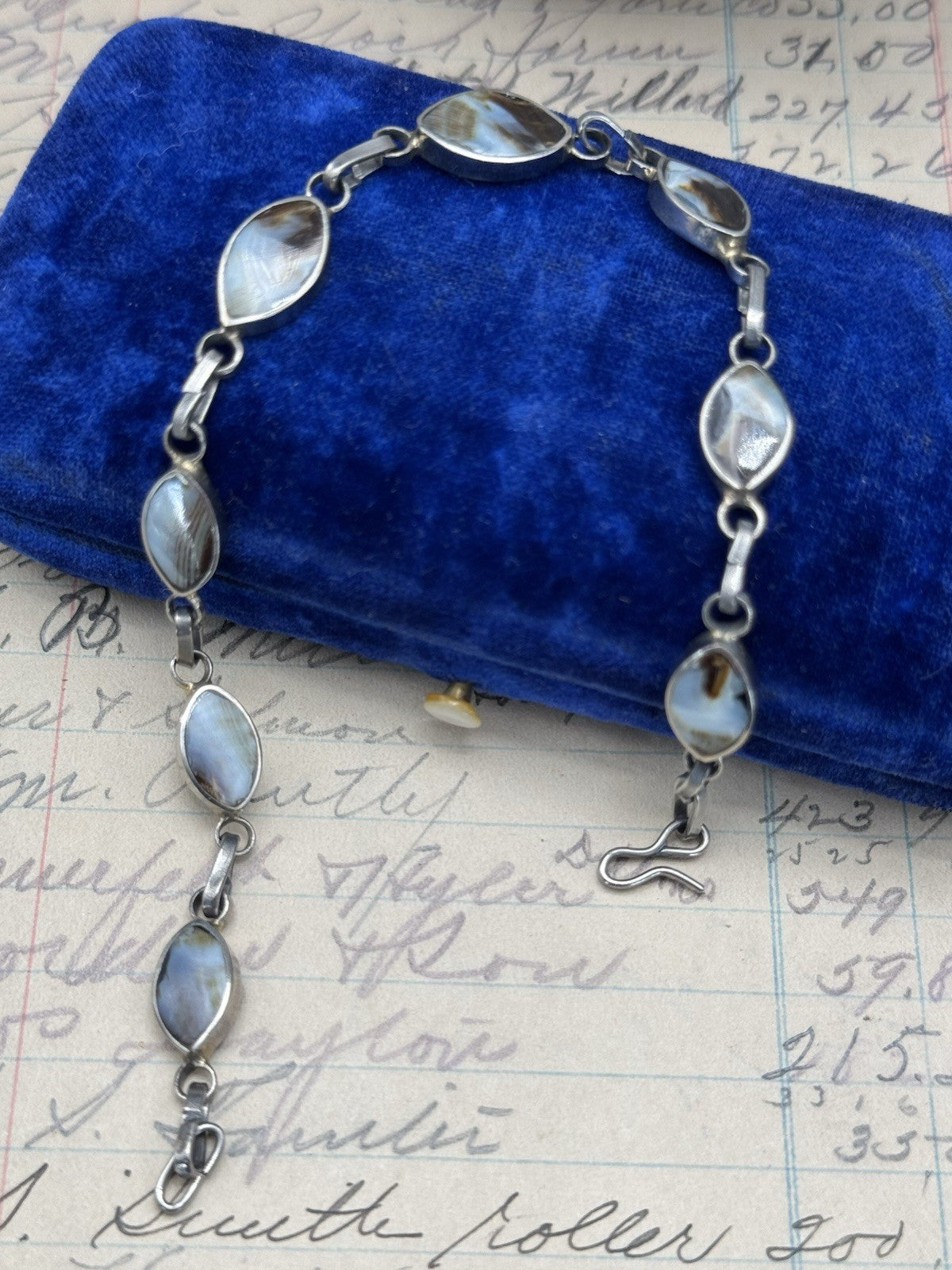 Vintage Stone Silvertone Bracelet 8” ESTATE FIND