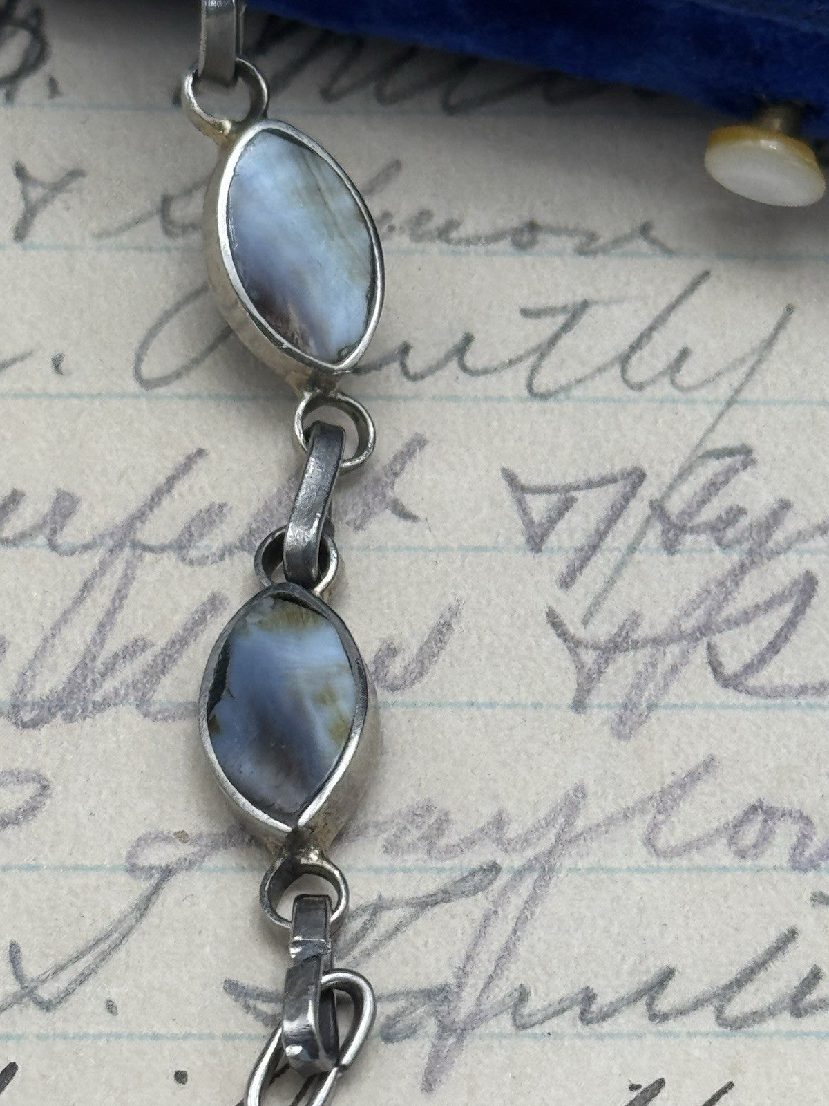 Vintage Stone Silvertone Bracelet 8” ESTATE FIND