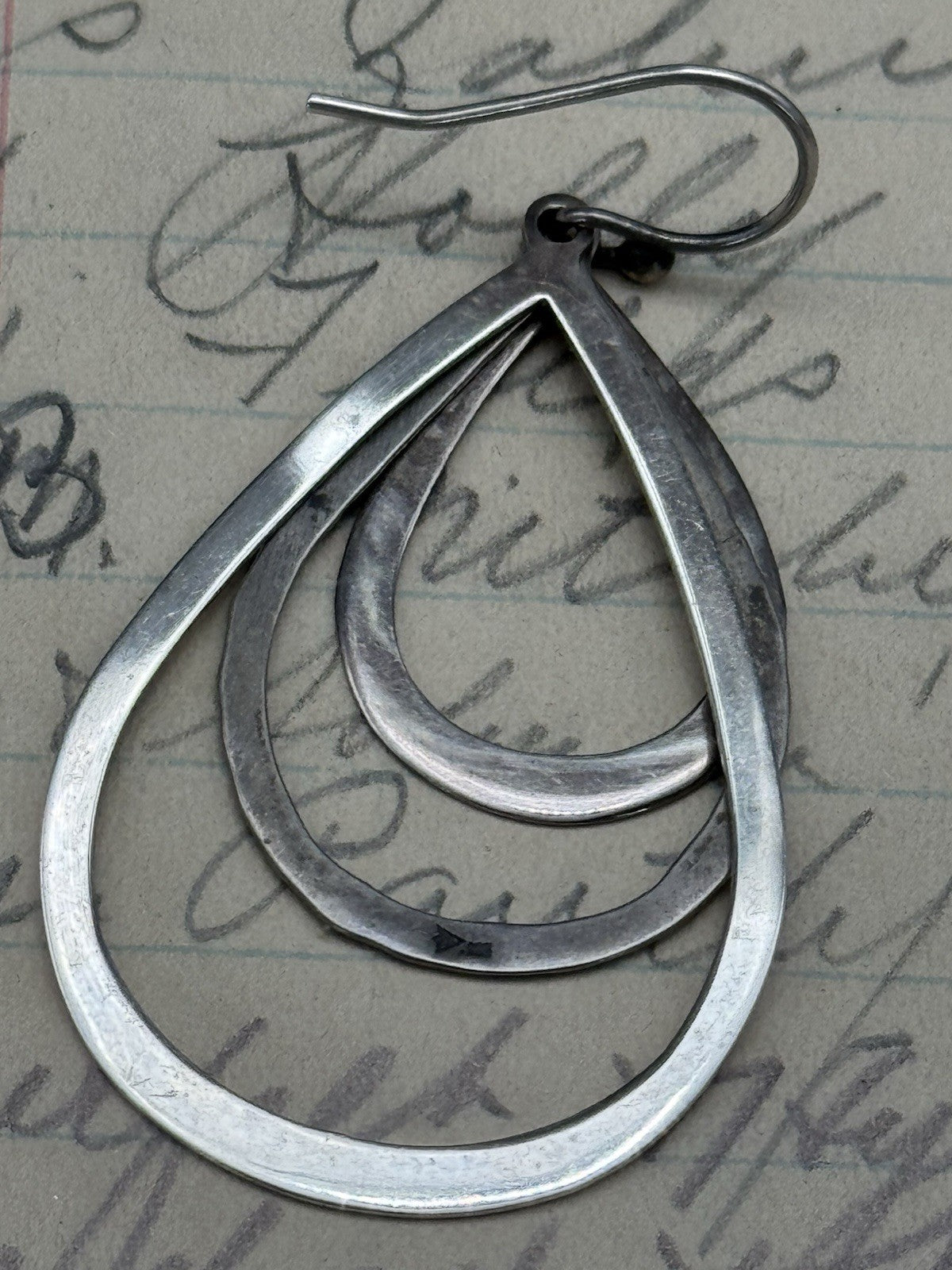 VINTAGE Silpada Sterling Silver Tri textured 3 Hoop Earrings ESTATE FIND
