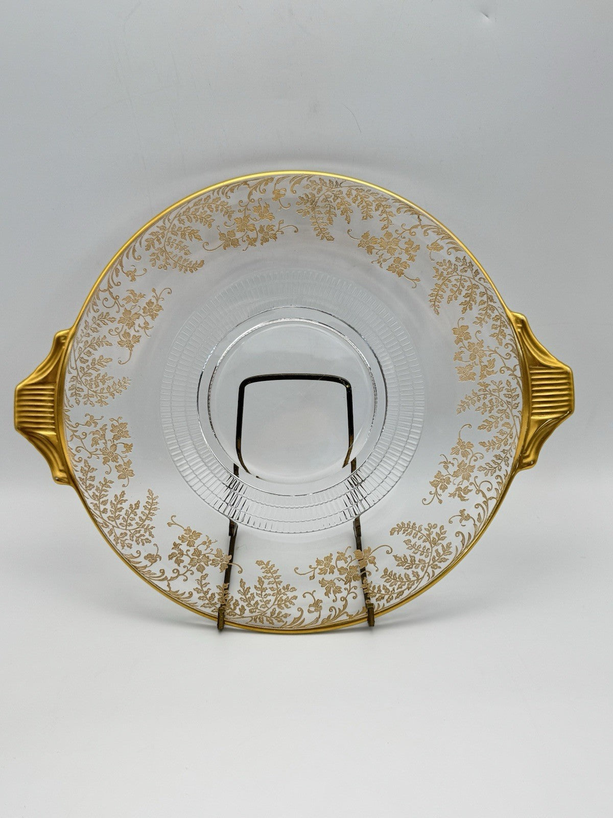 Vintage Handled Cake Plate Glastonbury LOTUS Ca 12” RARE