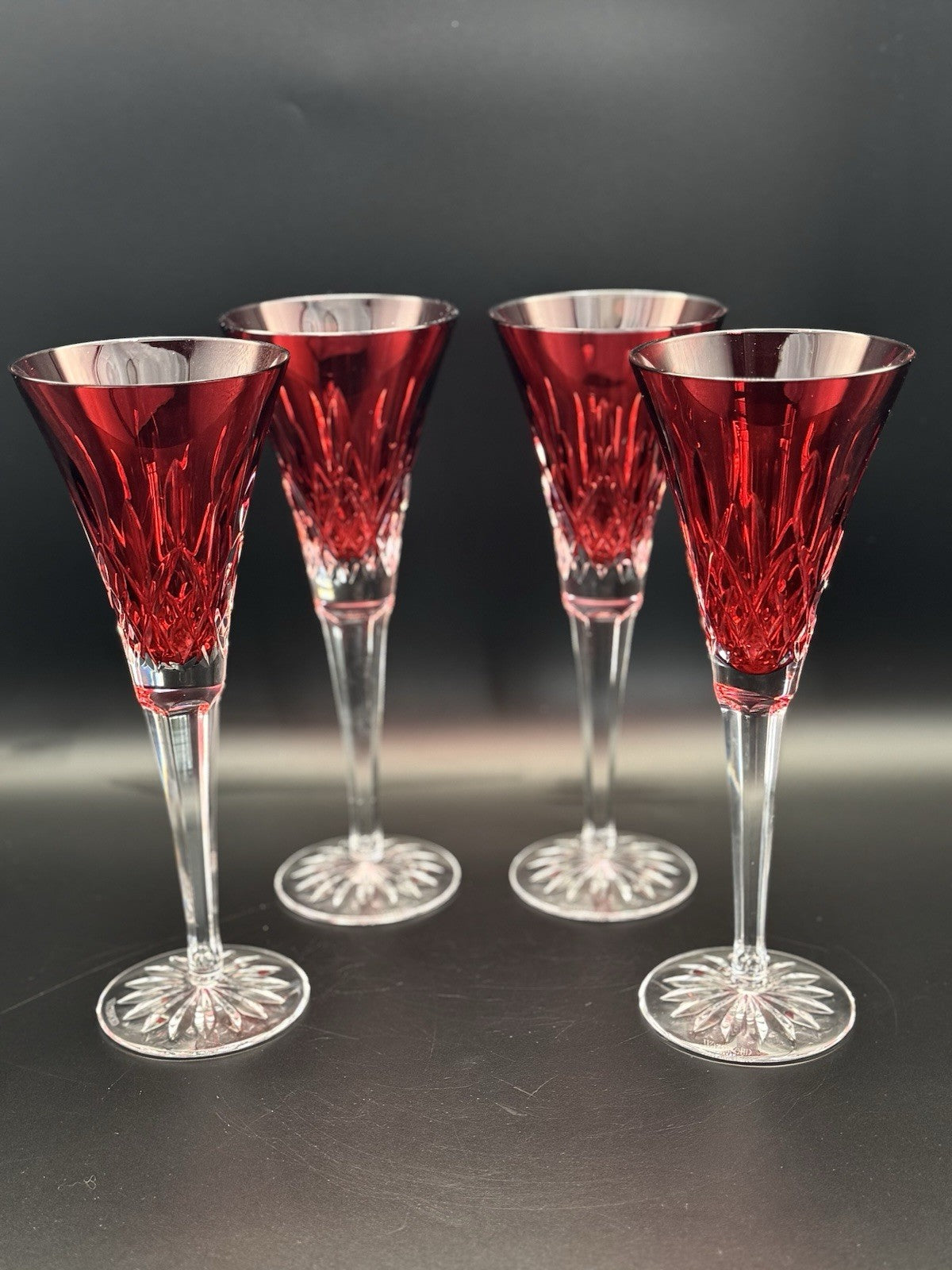 Waterford Lismore Crimson “Champagne” Flute (Set of 4) Crystal 9 1/4"H
