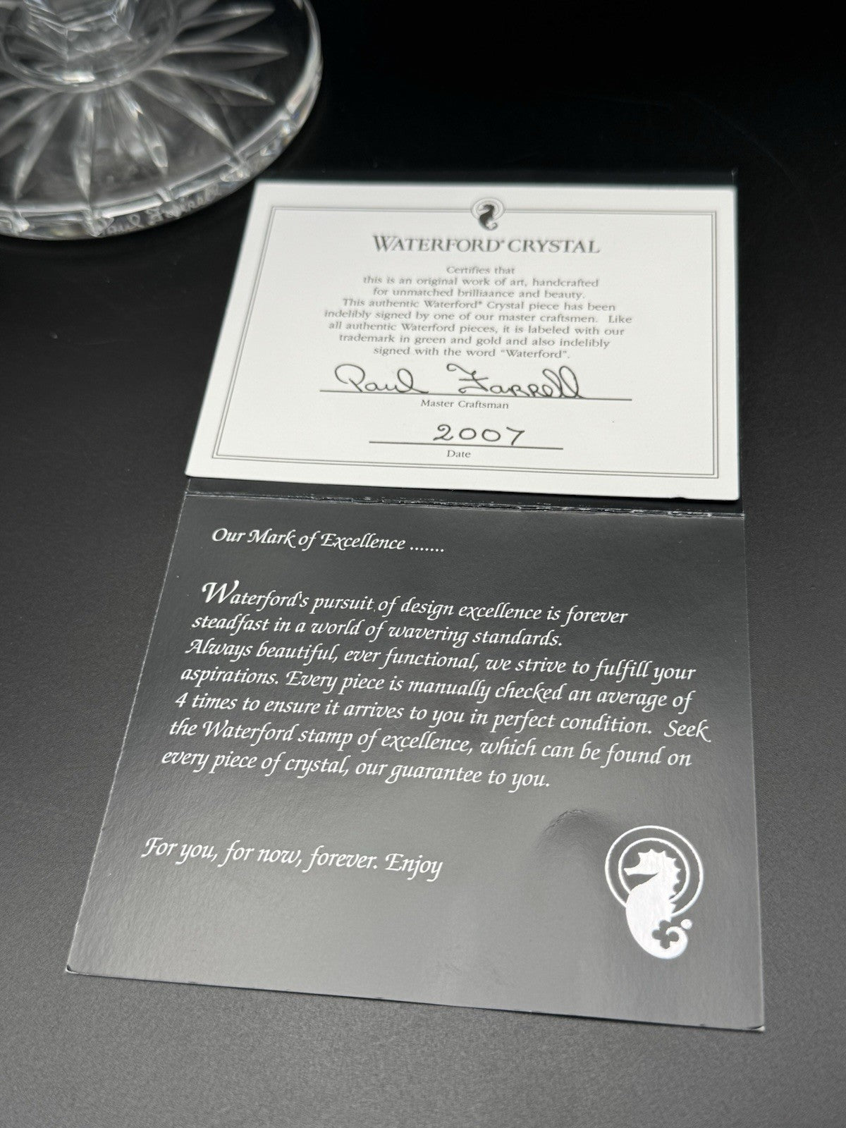 Waterford Crystal Boat Bowl Signed Paul Farrell 2007 #125199 Master Craftsman Made in IRELAND