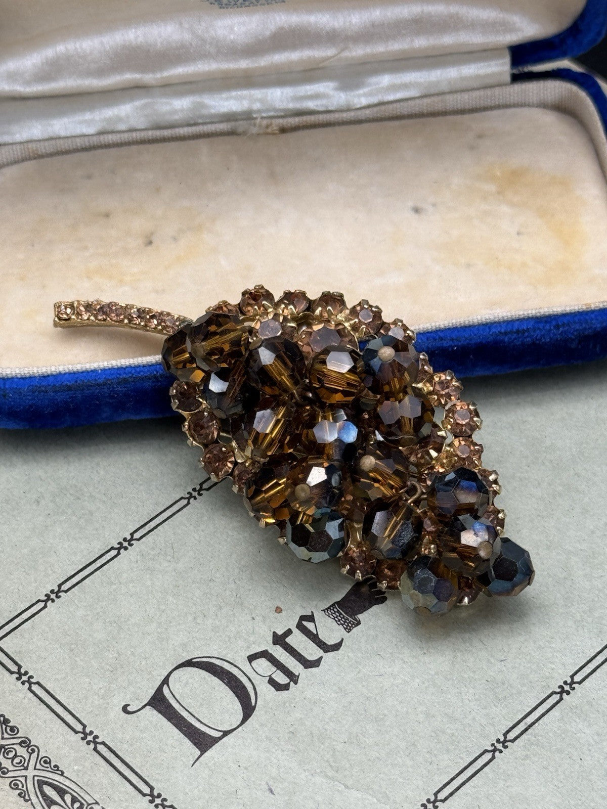 JULIANA Dangling Crystal Leaf Brooch Brown Goldtone Brooch