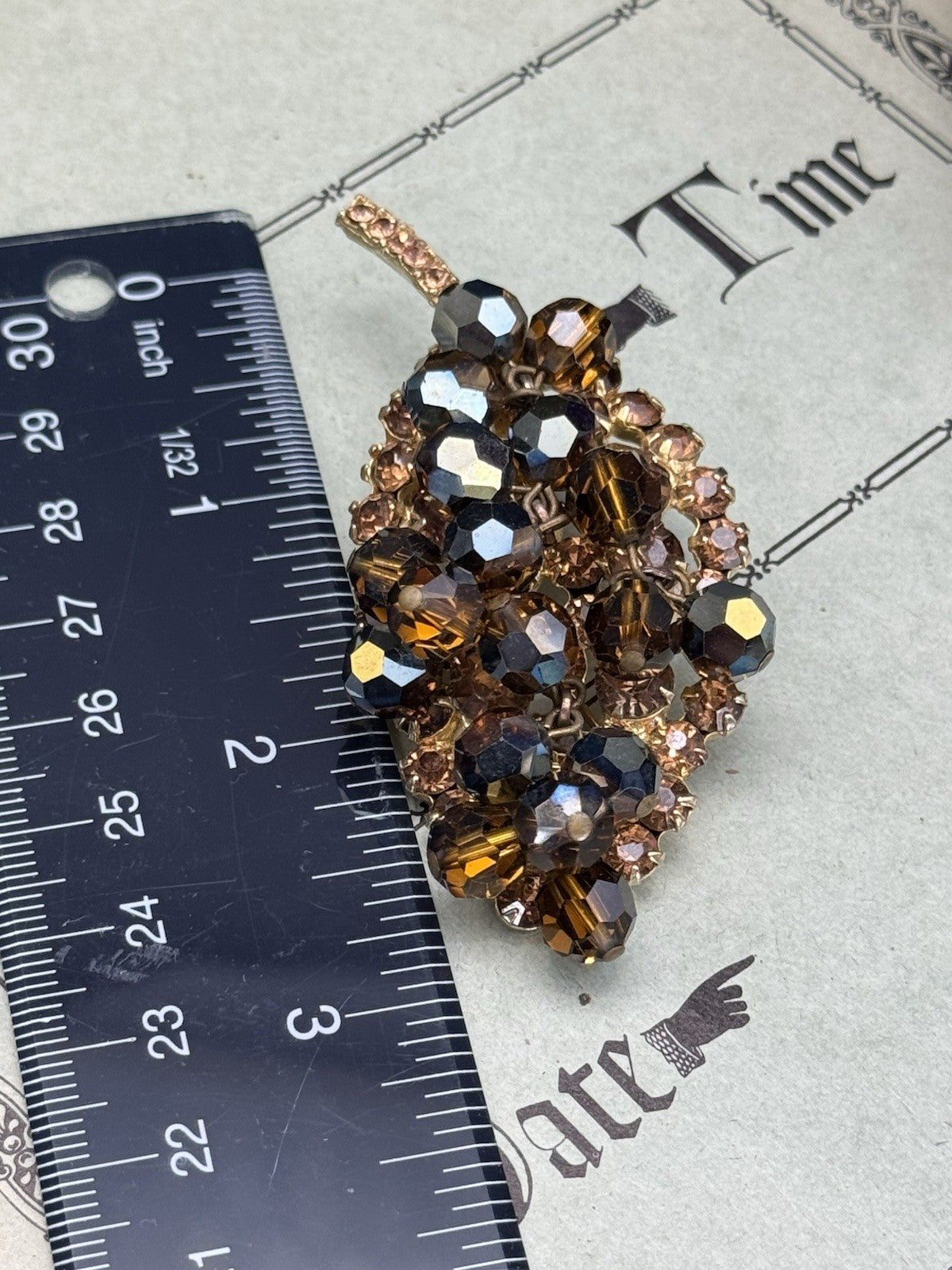 JULIANA Dangling Crystal Leaf Brooch Brown Goldtone Brooch