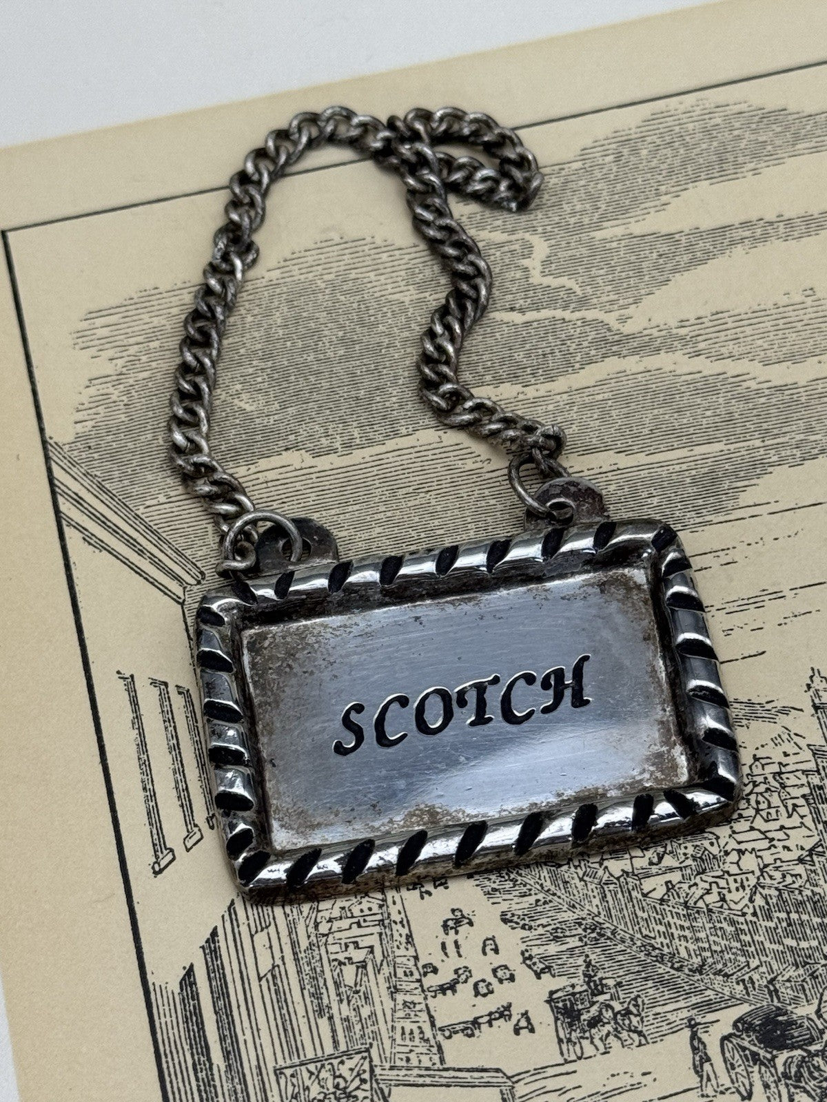 Vintage Silverplate Barware Bottle Tag Holder “Scotch”