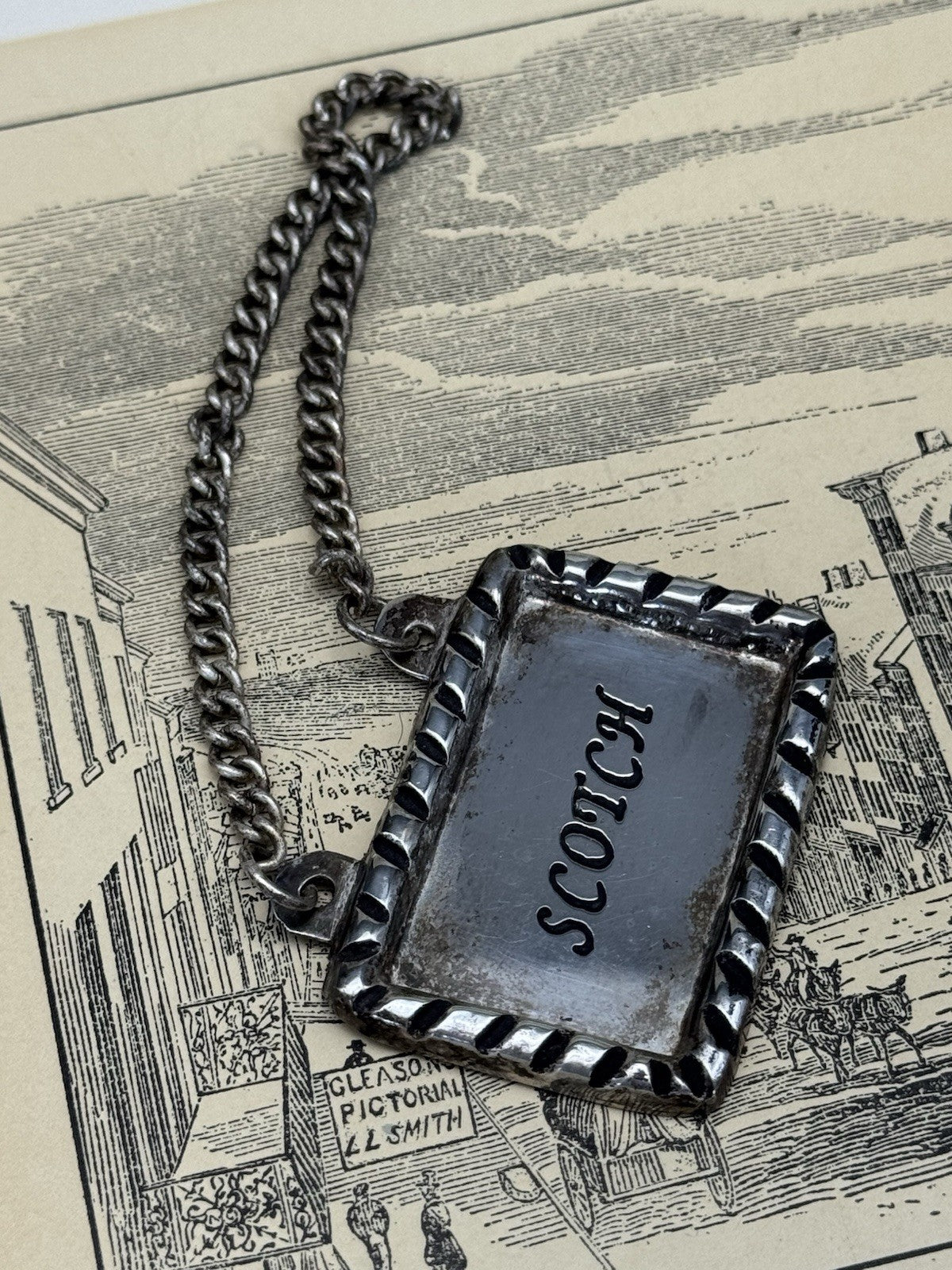 Vintage Silverplate Barware Bottle Tag Holder “Scotch”