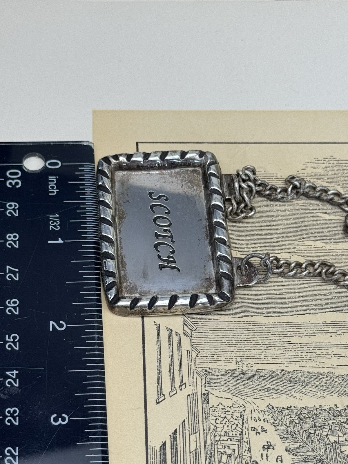 Vintage Silverplate Barware Bottle Tag Holder “Scotch”