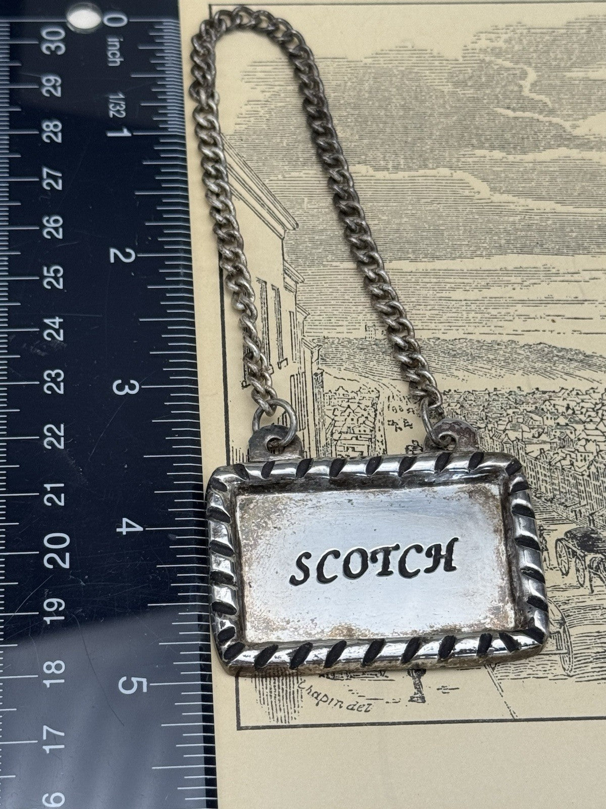 Vintage Silverplate Barware Bottle Tag Holder “Scotch”