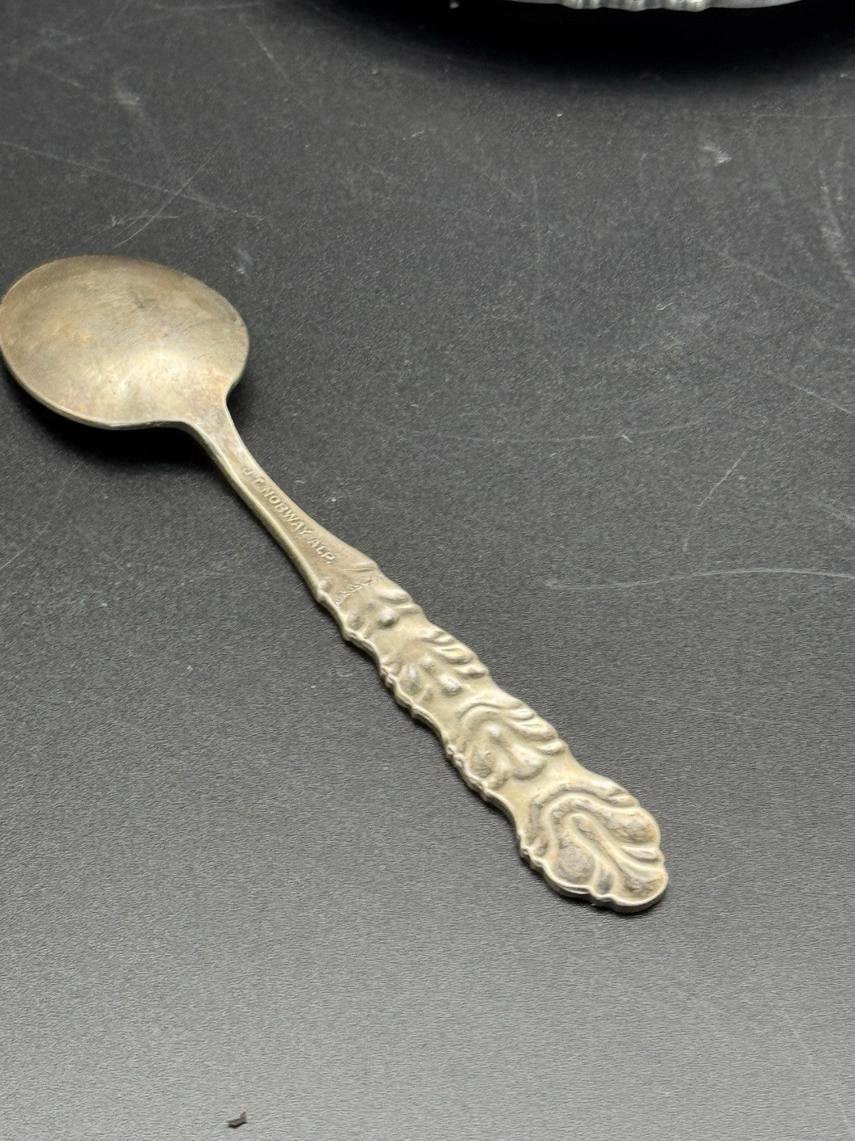 Silverplated English Mustard Pot Spoon & Tray Set ESTATE FIND
