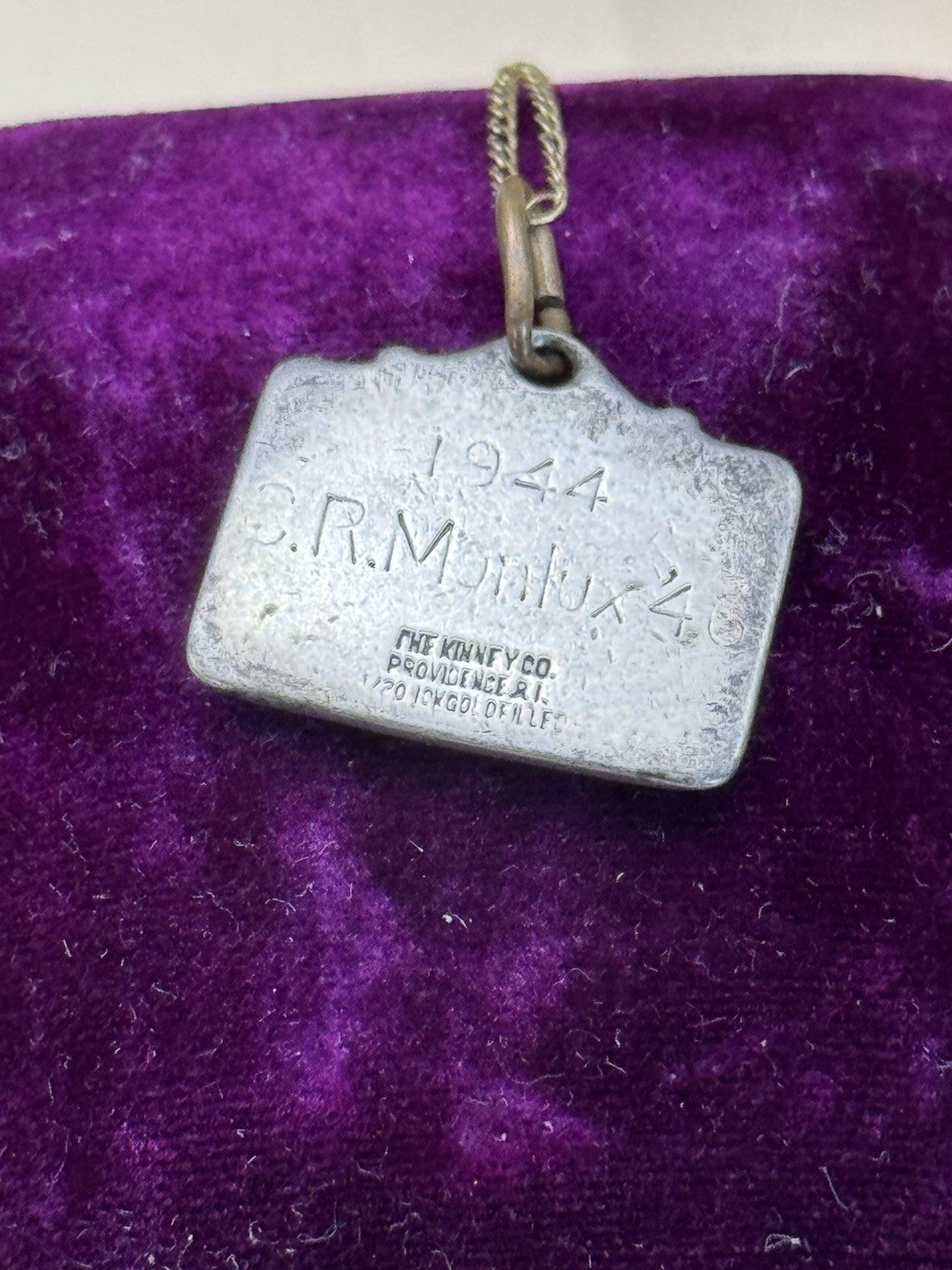 1944 Sports Charm Pendant Necklace Diver “Y” The Kinney Co. Gold-Filled