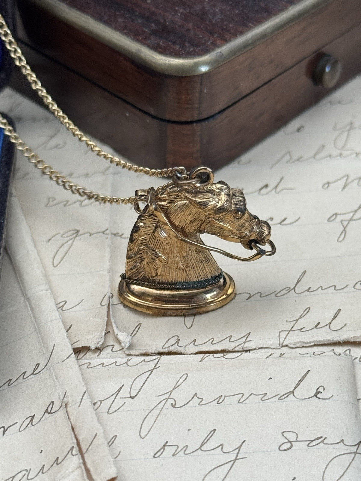 Antique Victorian Style Gold-Filled Articulated Horse Fob on 18” Chain No Mono
