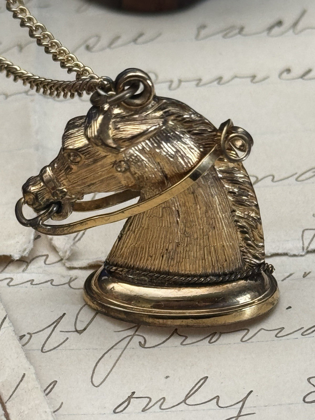Antique Victorian Style Gold-Filled Articulated Horse Fob on 18” Chain No Mono
