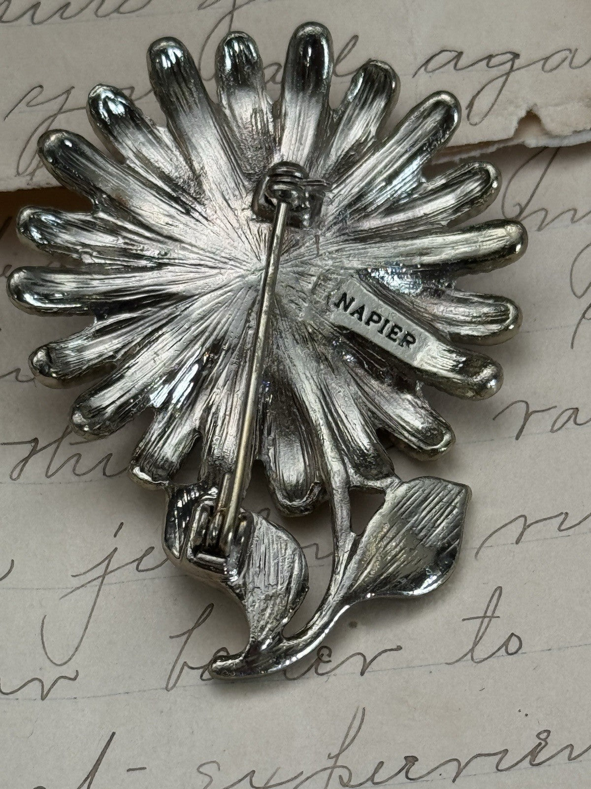 Vintage SIGNED NAPIER Sunflower Brooch Pink Purple ESTATE FIND
