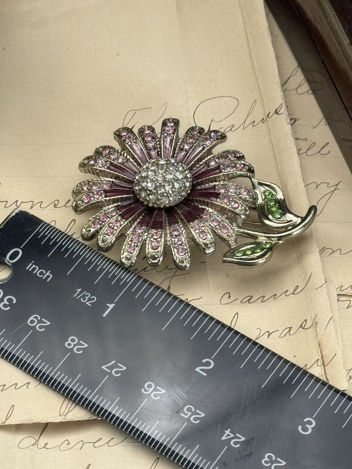 Vintage SIGNED NAPIER Sunflower Brooch Pink Purple ESTATE FIND