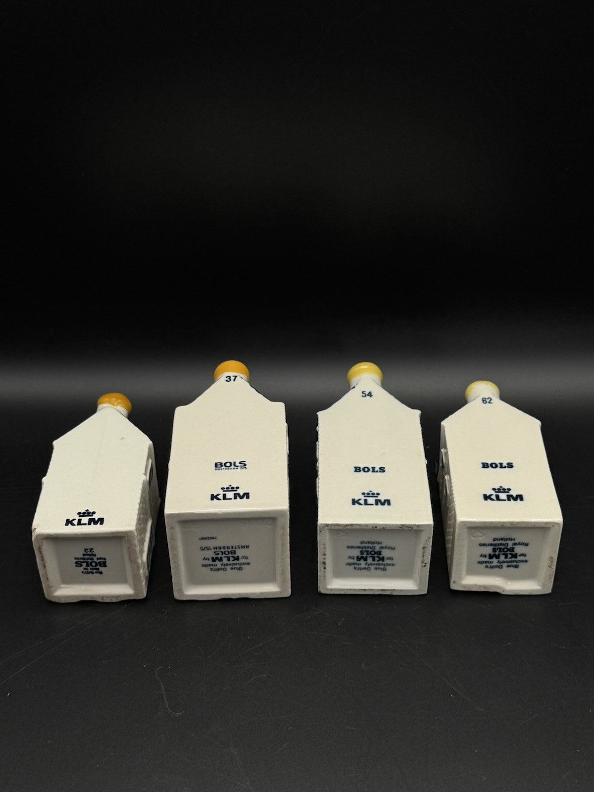 Set of 4 KLM Delft Blue Miniature Houses – #22, 37, 54, 62 – Sealed (Empty)