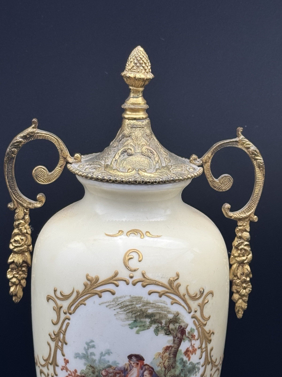 French Style Porcelain Gilt Ormolu Urns Signed Lebrun ESTATE FIND