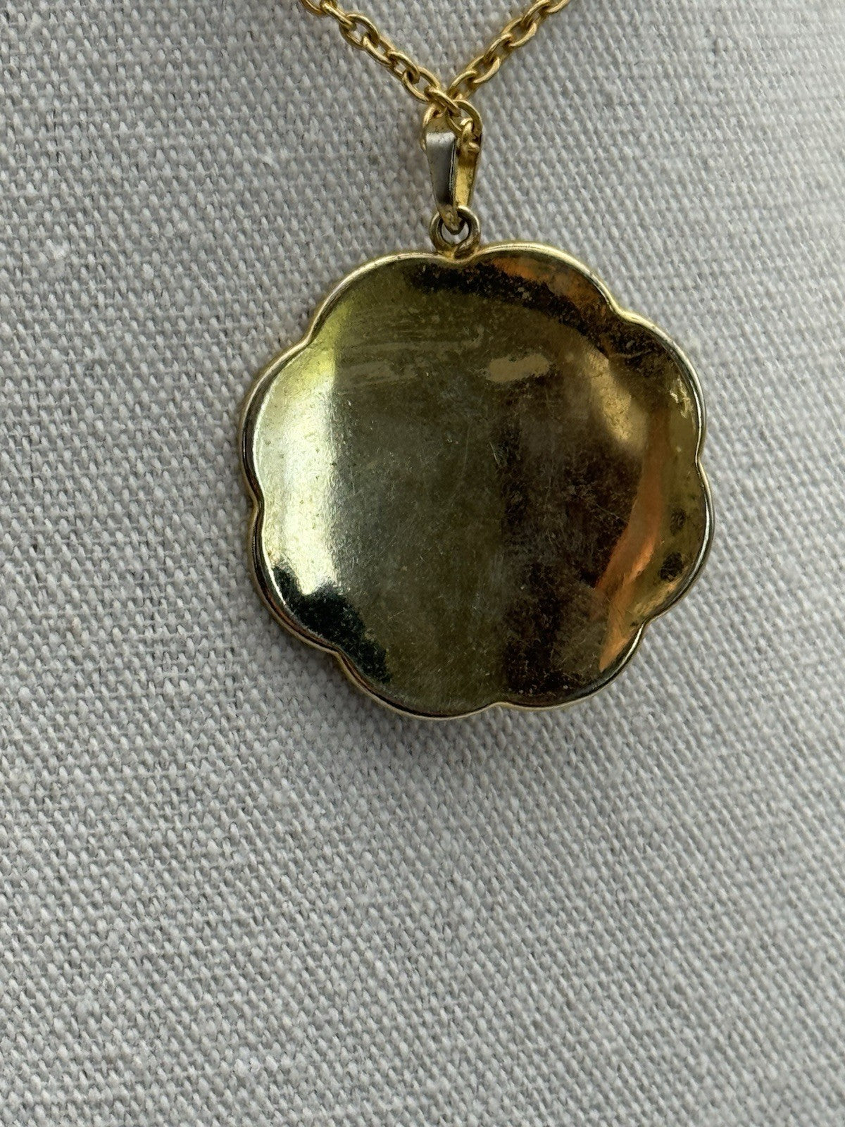Vintage Damascene Black Goldtone Pendant Necklace 23”l