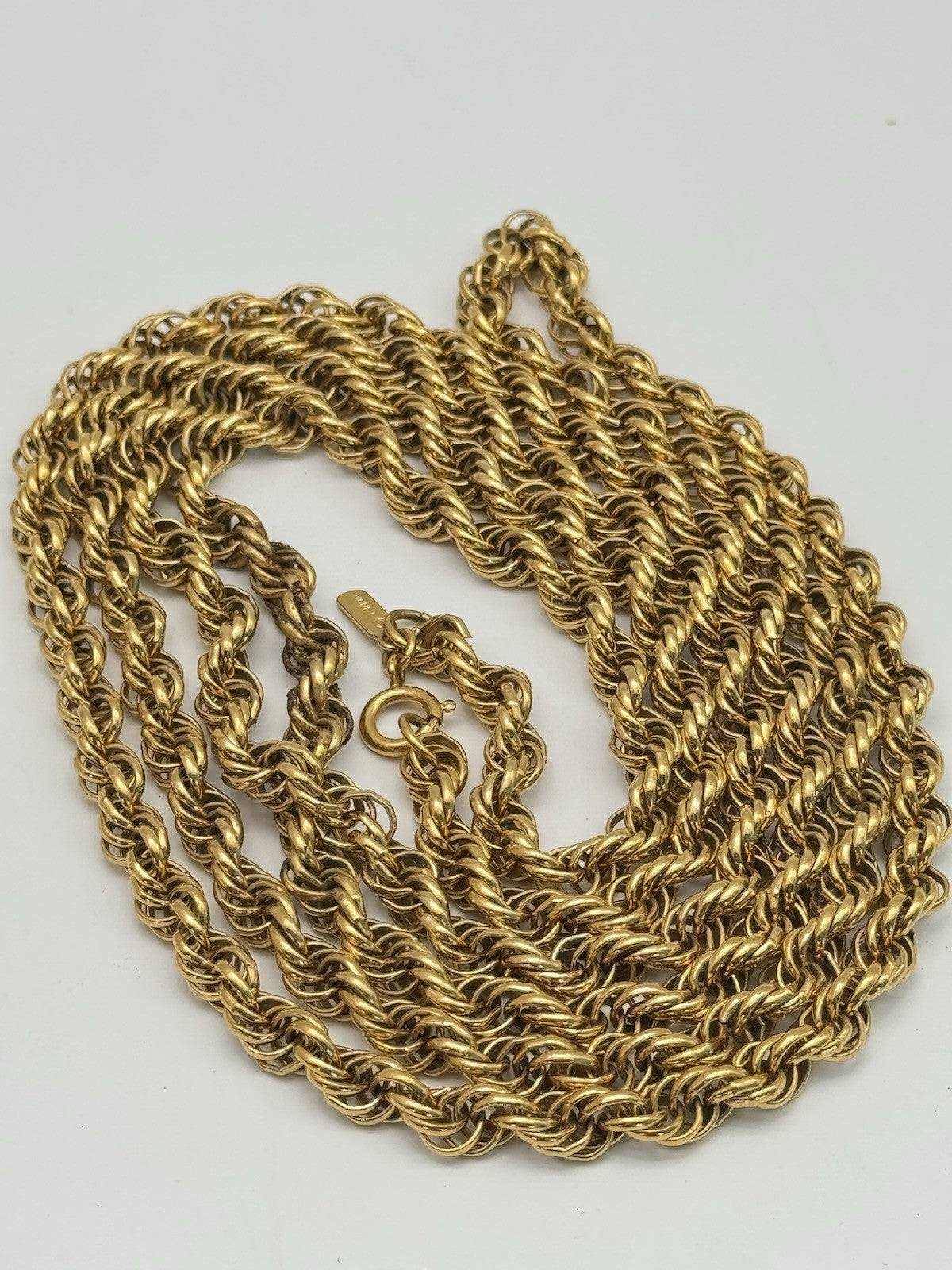 Vintage SIGNED Monet Twisted Goldtone Rope Chain Necklace Ca. 54”l