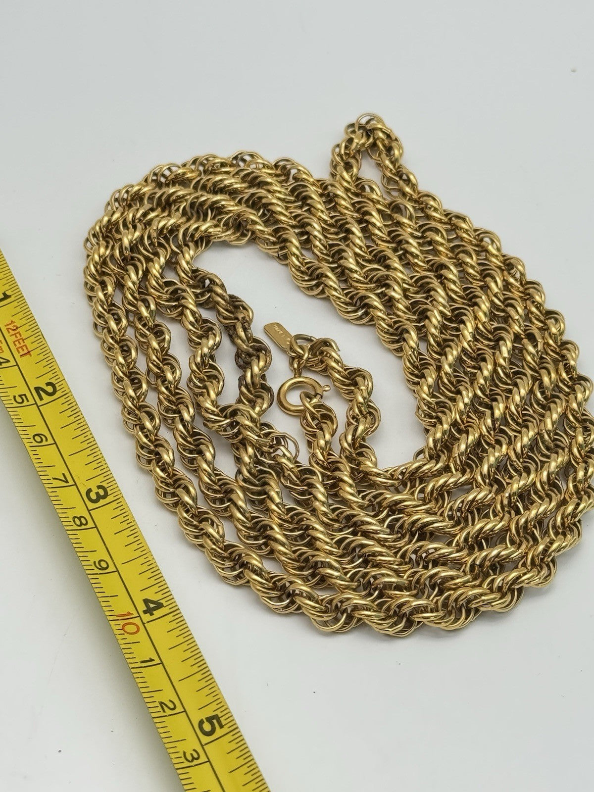 Vintage SIGNED Monet Twisted Goldtone Rope Chain Necklace Ca. 54”l