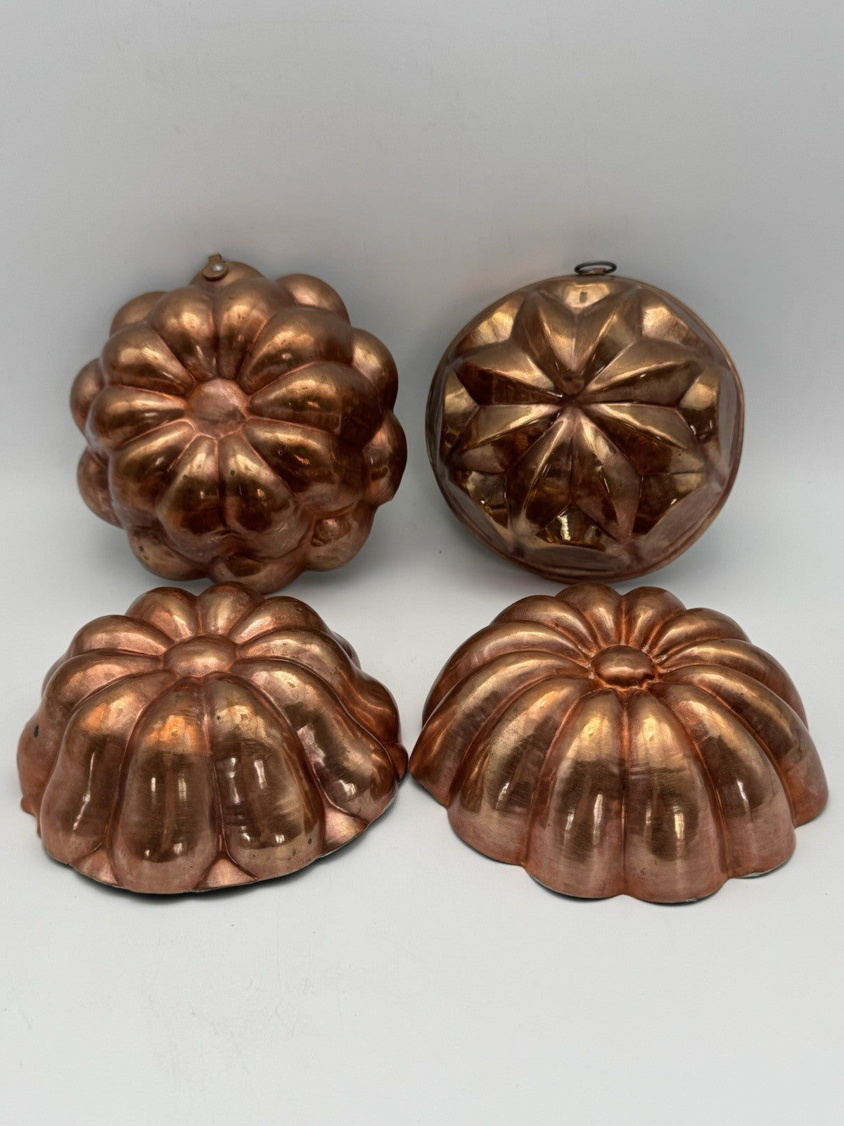 Set of 4 Vintage Copper Wall Molds 4”d ESTATE FIND