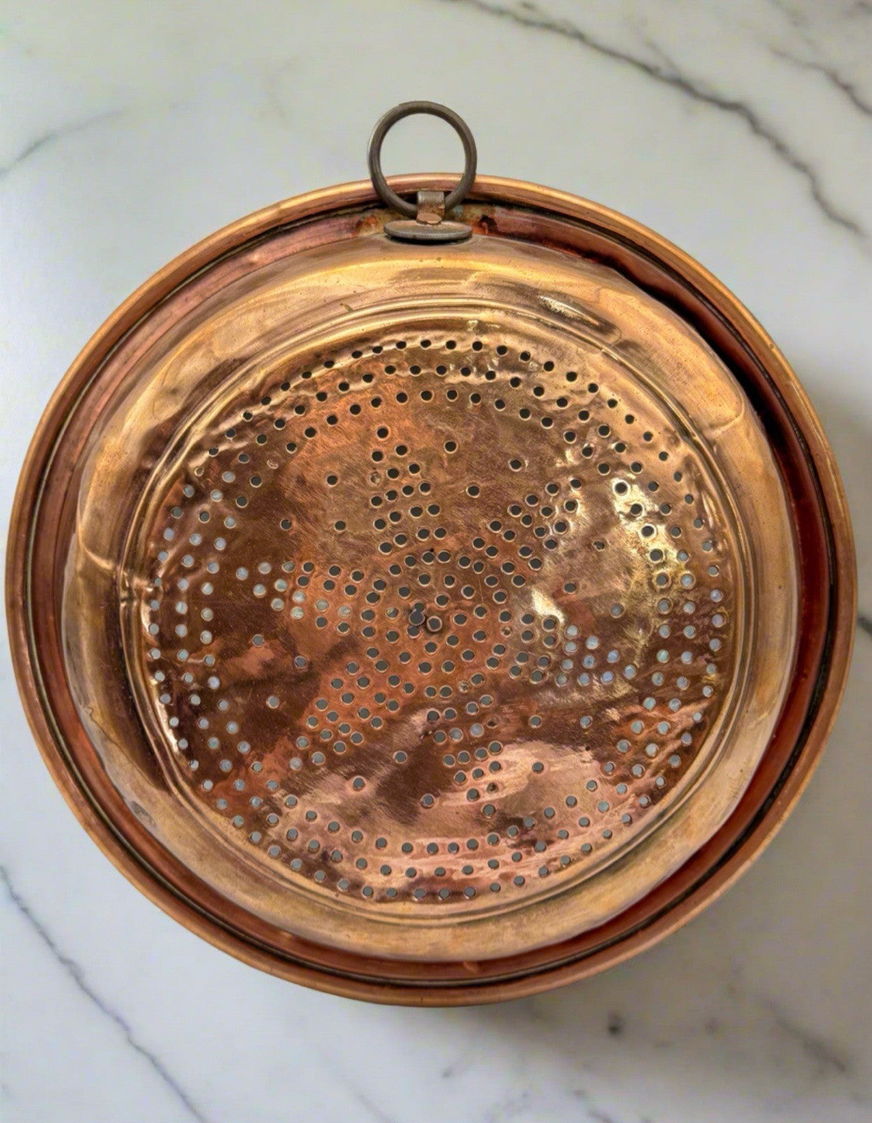 Old FRENCH STYLE Vintage Copper Wall Sieve 10” Estate Find