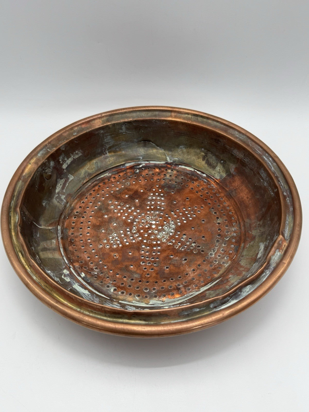 Old FRENCH STYLE Vintage Copper Wall Sieve 10” Estate Find