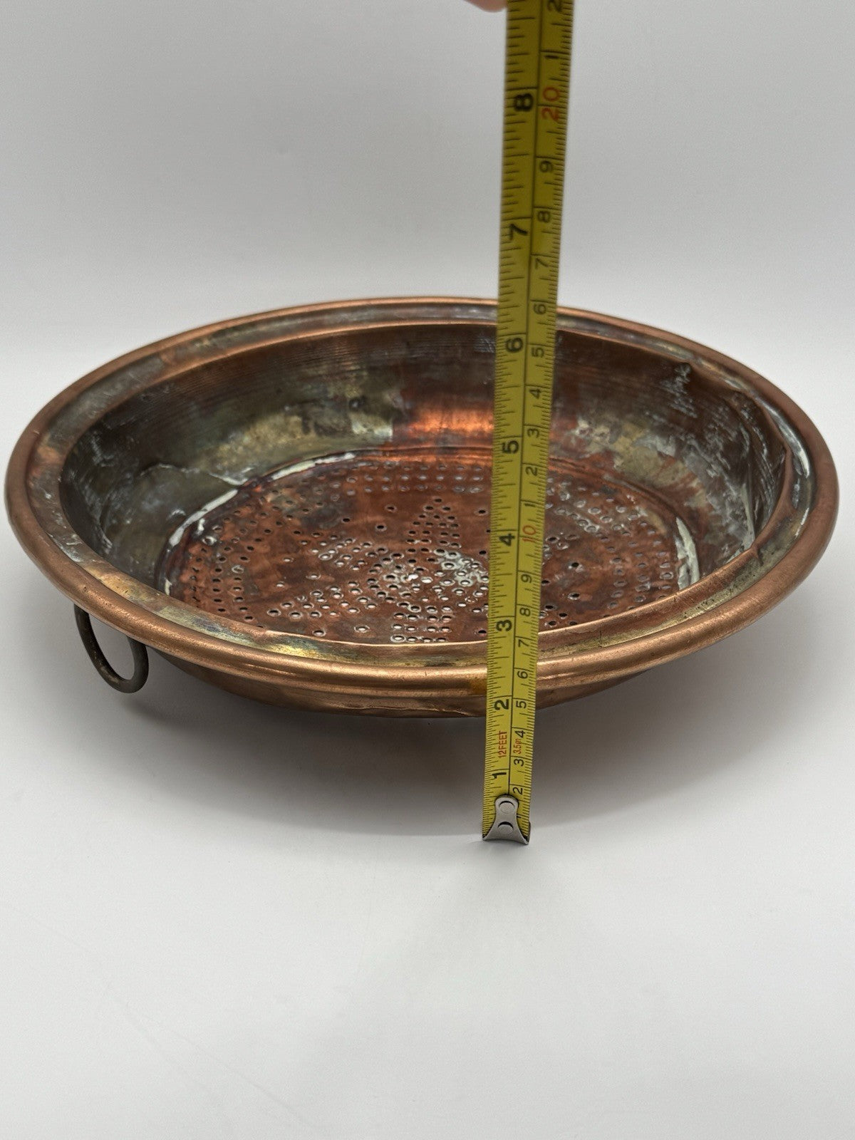 Old FRENCH STYLE Vintage Copper Wall Sieve 10” Estate Find