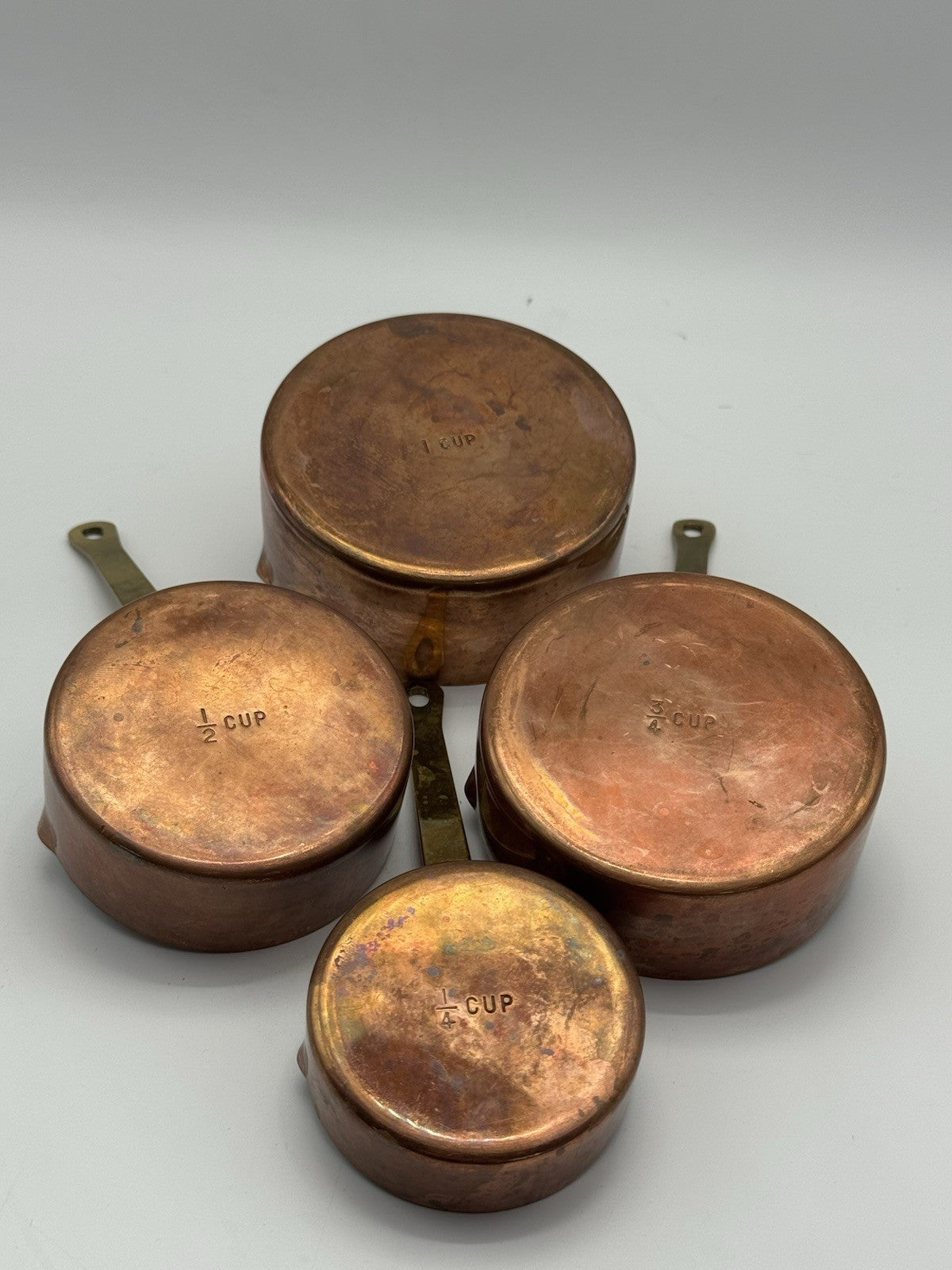 French Style Copper Brass Measuring Cup Set 1/4 1/2 3/4 1 Cup Set DECOR