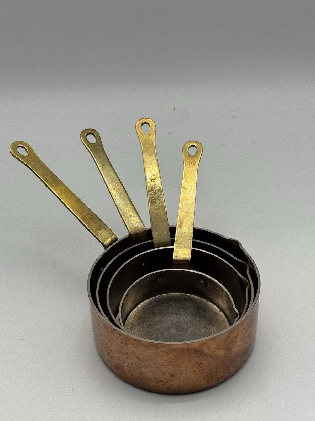 French Style Copper Brass Measuring Cup Set 1/4 1/2 3/4 1 Cup Set DECOR